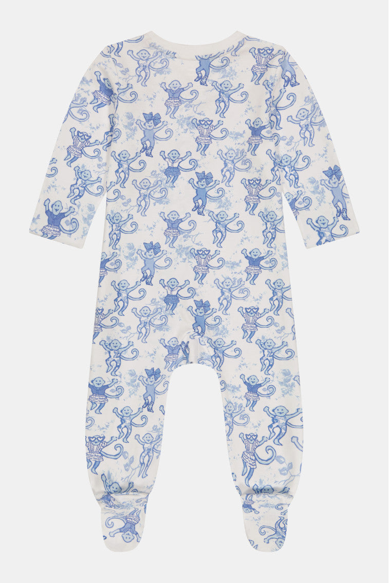Roller Rabbit x LoveShackFancy Pastiche De Monkey Baby Zipper Footie - Cute Animal Print One-Piece Pajamas for Infants & Toddlers - Perfect for Playtime, Bedtime & Photo Shoots