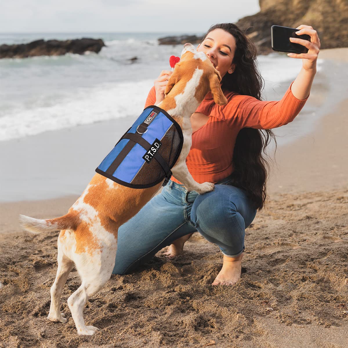 Dogline MaxAire Mesh Vest for Dogs - Breathable Cooling Dog Harness with 2 Removable PTSD Patches, Adjustable 17