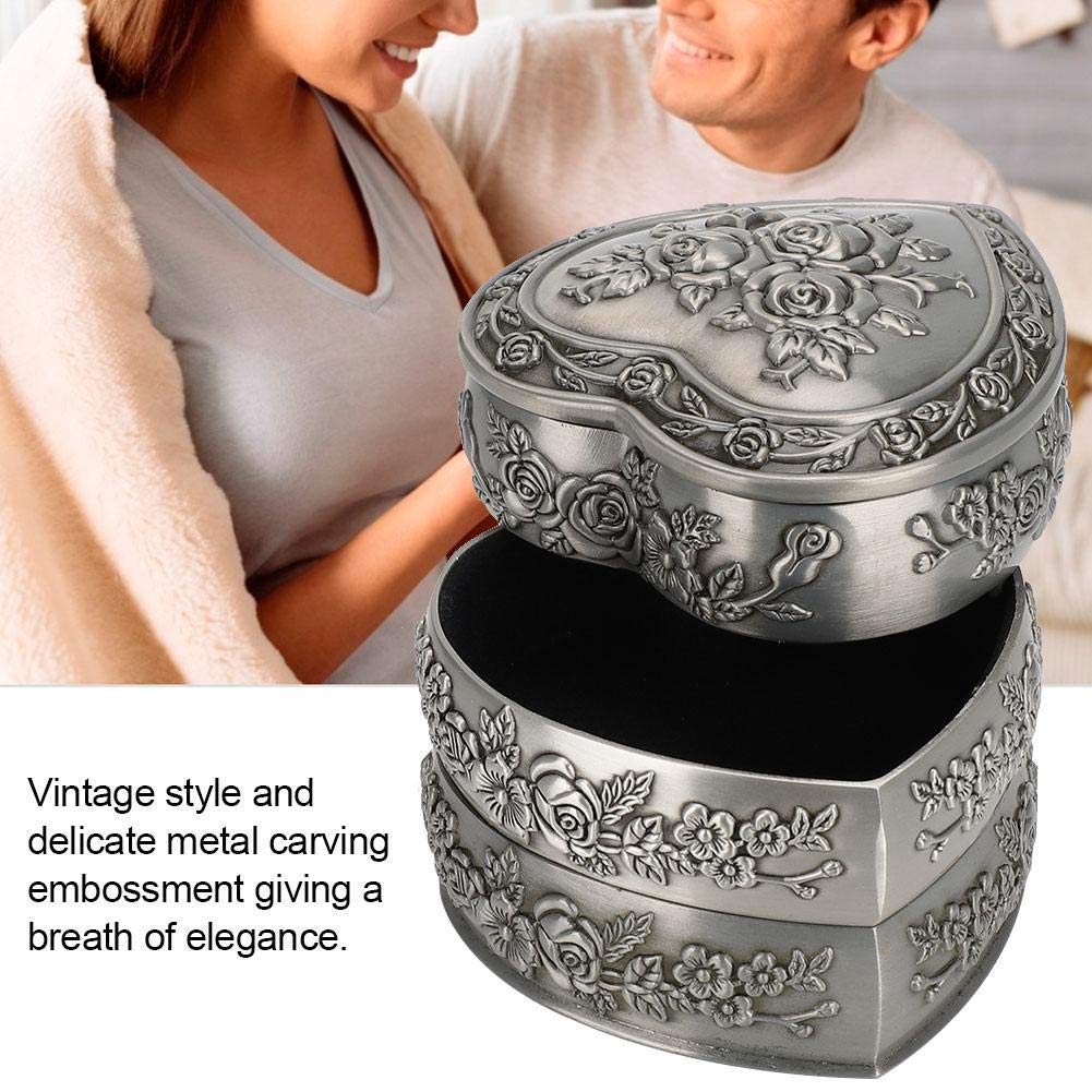 Antique European Style Heart-Shaped Jewelry Box Organizer - 4-Layer Ring & Jewelry Storage Case with Retro Decorative Design | Perfect for Display, Travel & Gift Giving