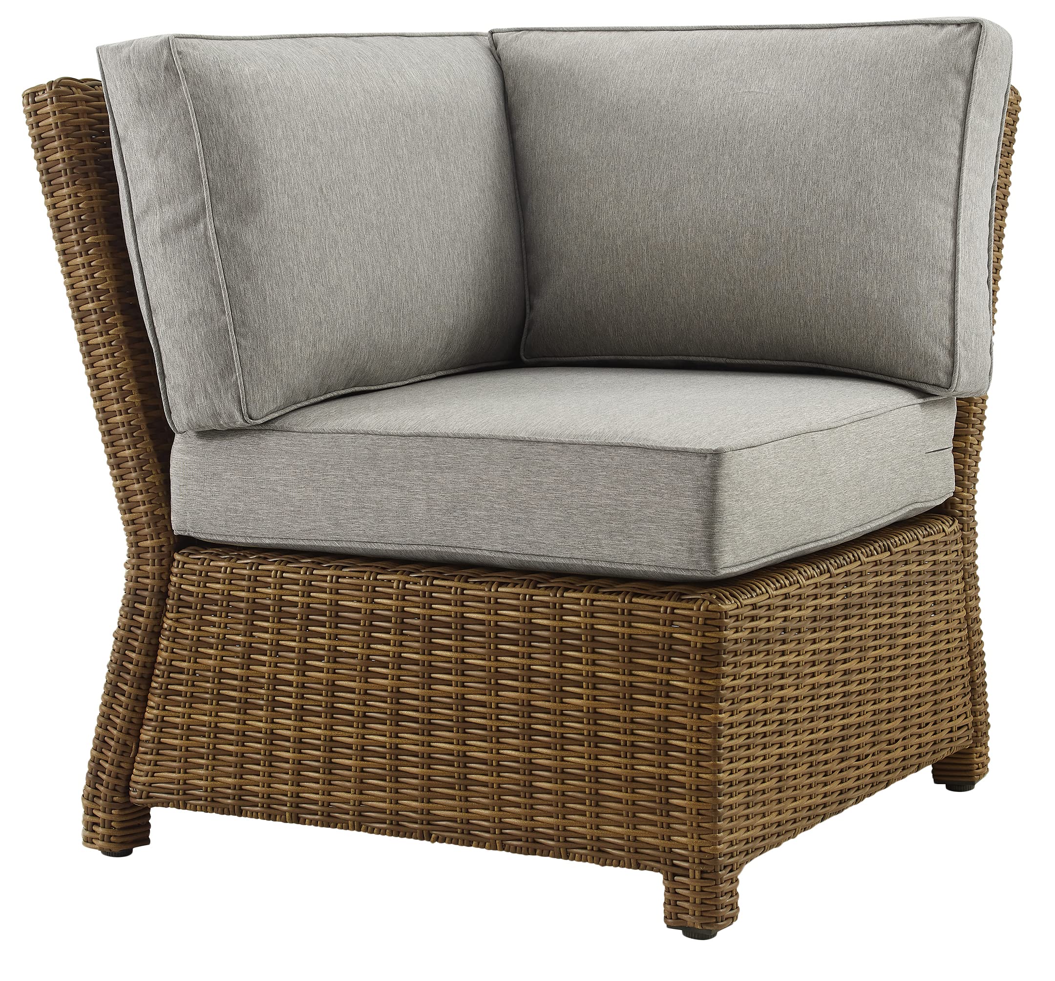 Crosley Bradenton Corner Outdoor Sectional Chair - Wicker Patio Furniture with Gray Cushions for Porch, Deck, Backyard | Perfect for Poolside Lounging & Garden Relaxation