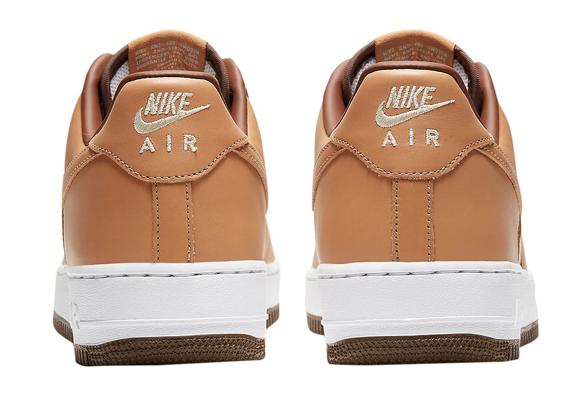 Nike Men's Air Force 1 Low Sneakers - White/Acorn - Size 6 | Classic Comfortable Basketball Shoes for Casual Wear & Street Style