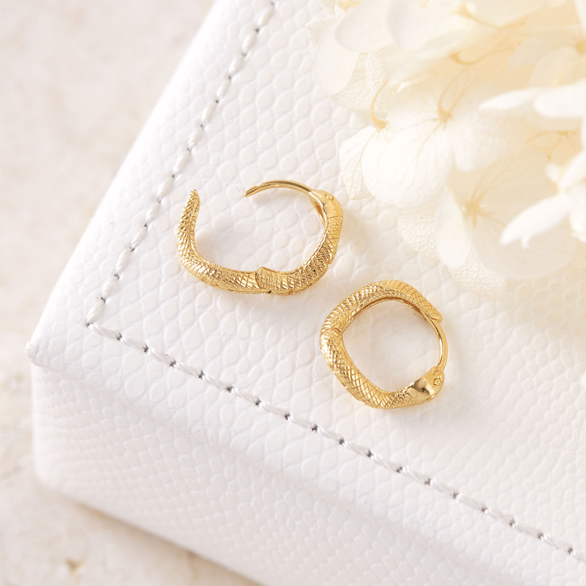 Mystic Serpent Huggie Hoop Earrings in 14K Gold - Perfect for Parties, Weddings & Everyday Elegance