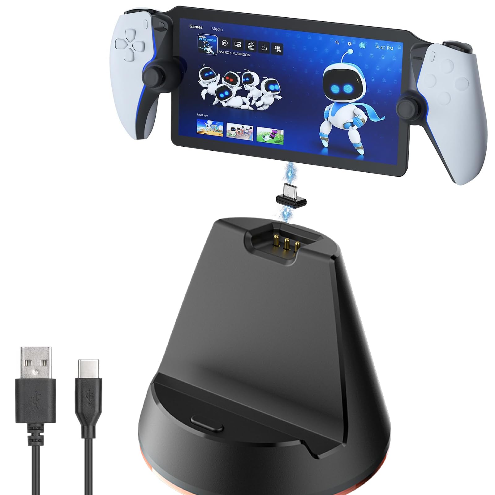 Miimall Playstation Portal Charging Dock Station with Type C Plug - Fast Charging Stand for Sony Playstation Portal 2023 - Perfect for Gaming Setup & Travel Accessories