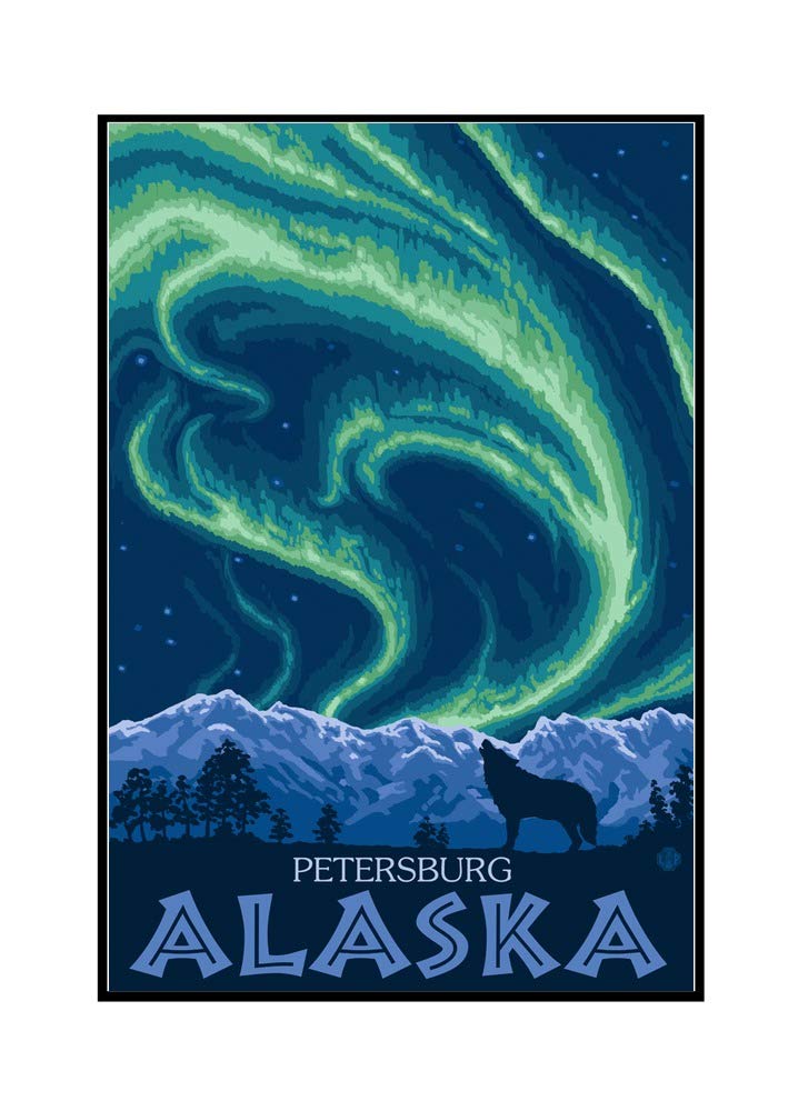Northern Lights, Petersburg Alaska - 24x36 Framed Gallery Wrapped Canvas Wall Art - Perfect for Living Room, Bedroom & Office Decor
