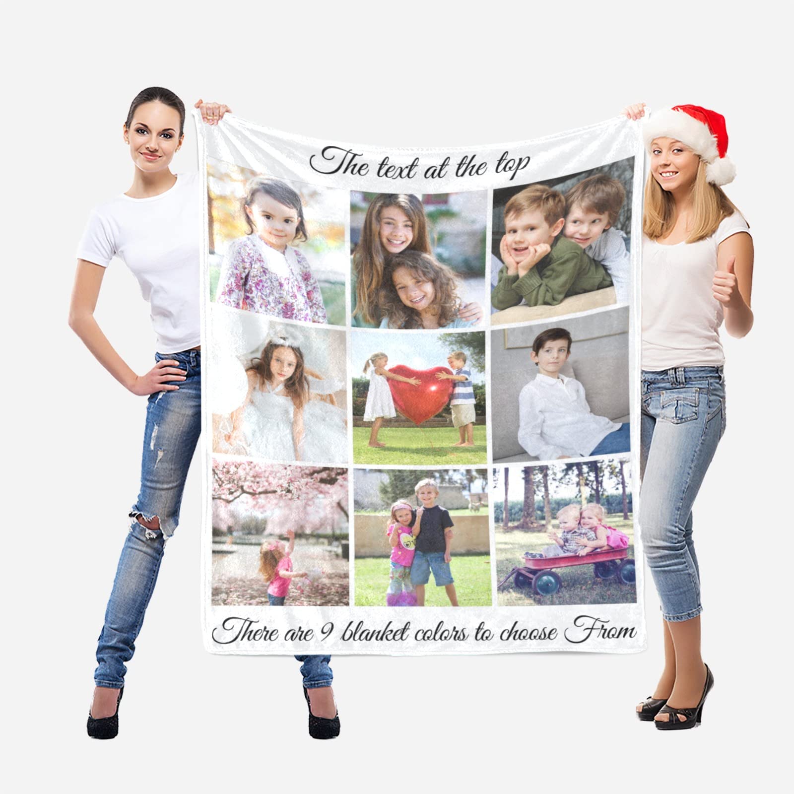 Custom Photo Blanket Personalized with Text & Pictures - 40