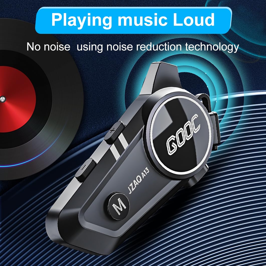 Motorcycle Helmet Bluetooth Headset with Noise Cancellation - Wireless Intercom System for 2 Riders | HD Speakers for Motorcycle Riding, Skiing, Cycling & Outdoor Sports | Perfect for Group Rides and Adventure Activities