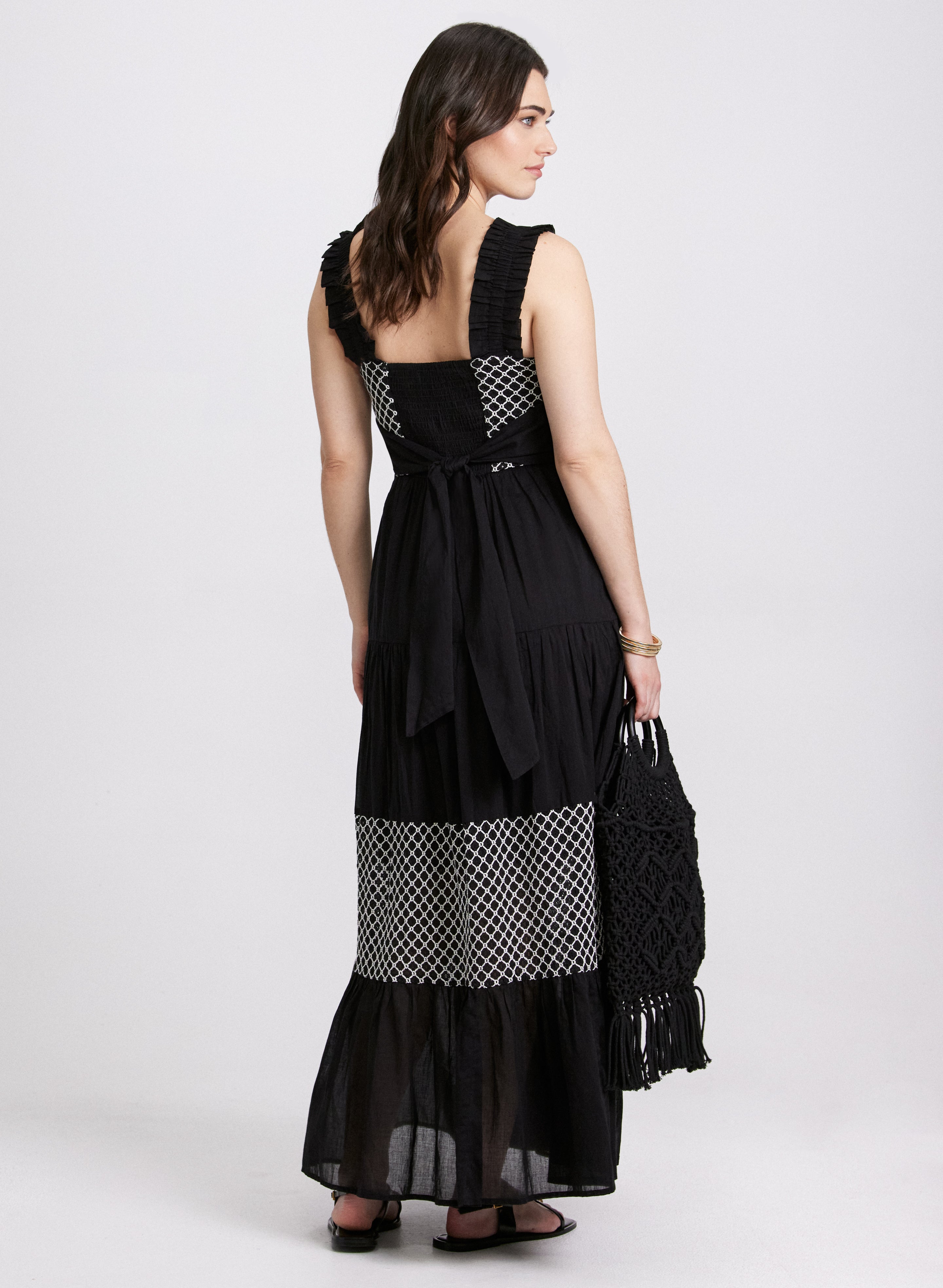 Elegant Crochet Detail Maxi Dress for Women - Boho Summer Beach Dress, Perfect for Vacations, Weddings & Date Nights