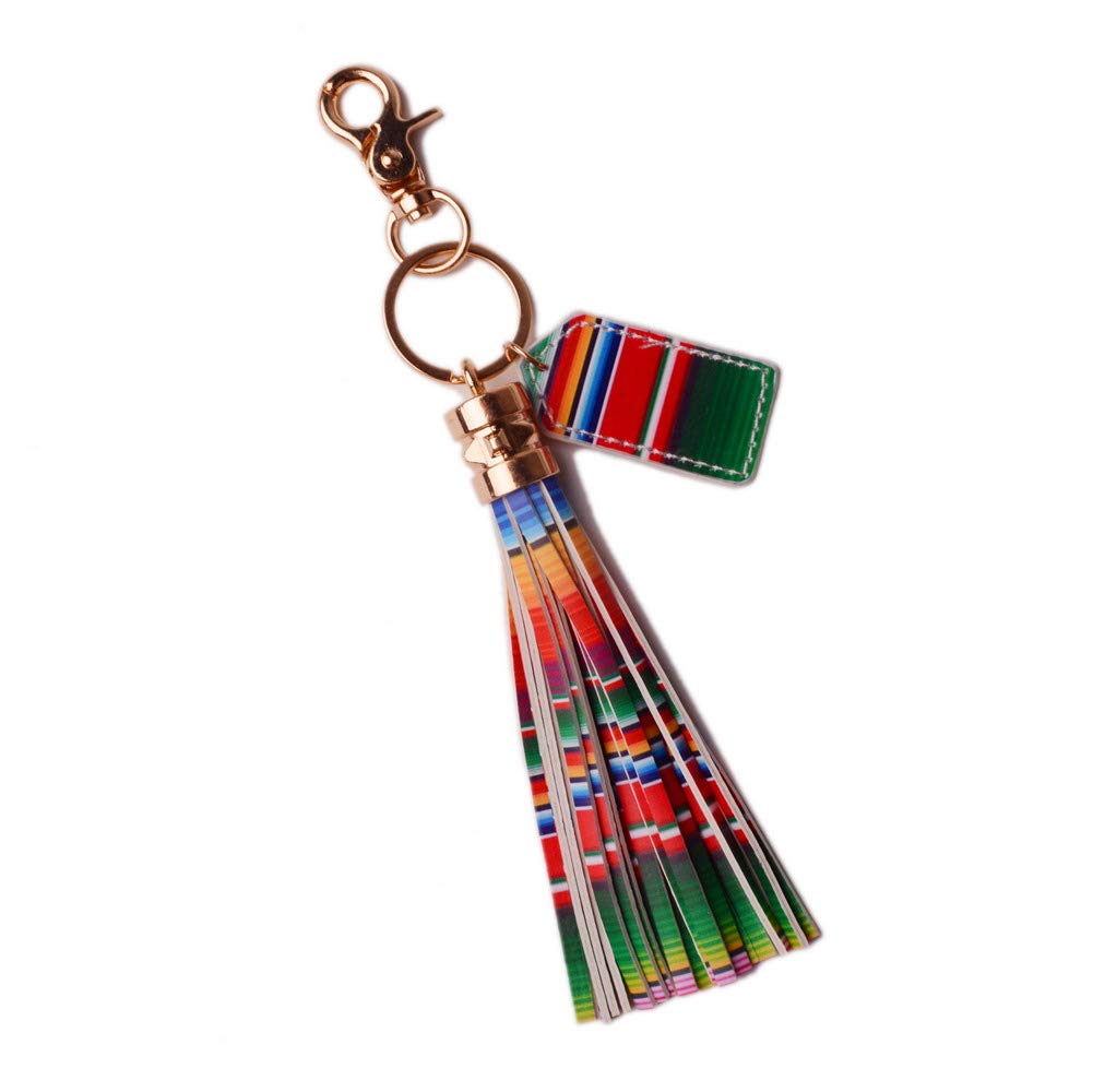 Lantintop Multicolor Monogram Leather Tassel Keychain for Women - Vintage Alloy Car Key Ring Holder & Bag Pendant Jewelry - Perfect Gift for Her, Car Keys, Handbags & Purse Accessories