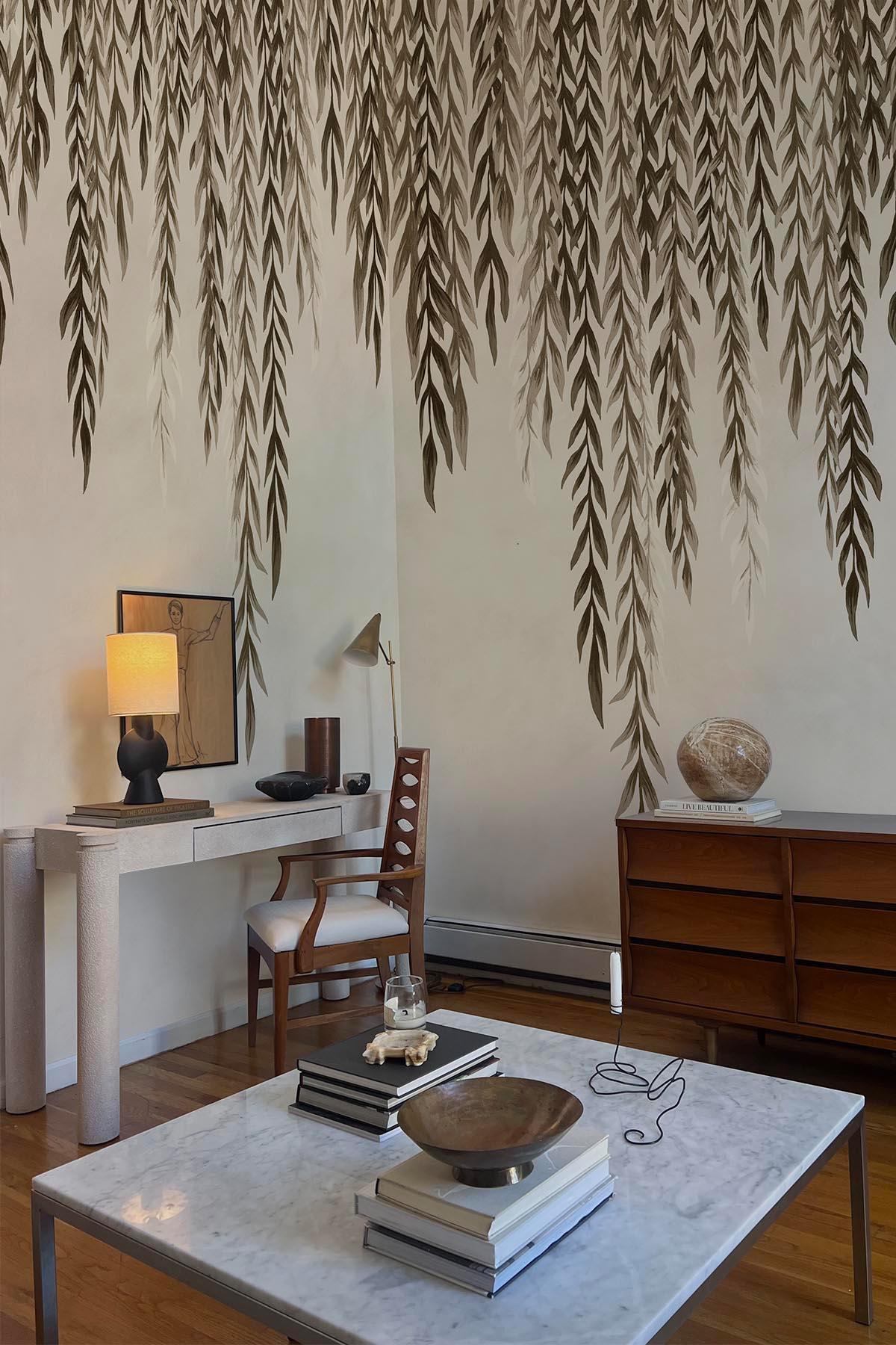 Biophilic Leaves Brown Beige Wallpaper - Nature-Inspired Peel and Stick Wall Decor for Bedroom, Living Room & Office - Eco-Friendly Self-Adhesive Removable Wallpaper