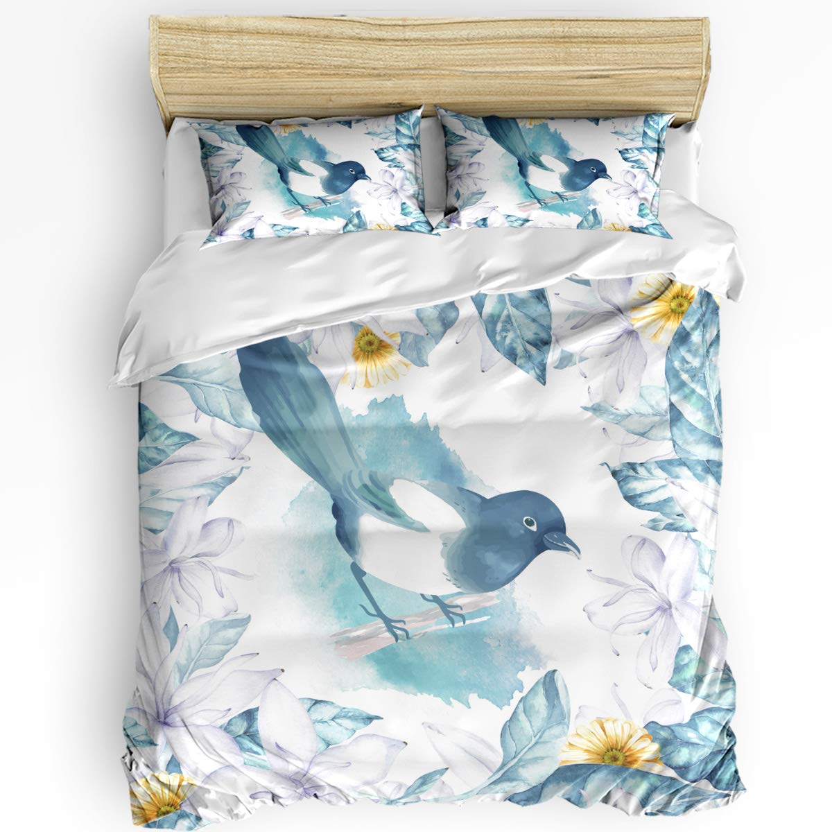 Vintage Birds Floral Duvet Cover 3-Piece Bedding Set - Full Size Soft Lightweight Comforter Cover with 2 Pillow Shams | Perfect for Guest Bedrooms, Master Suites & Cozy Home Decor