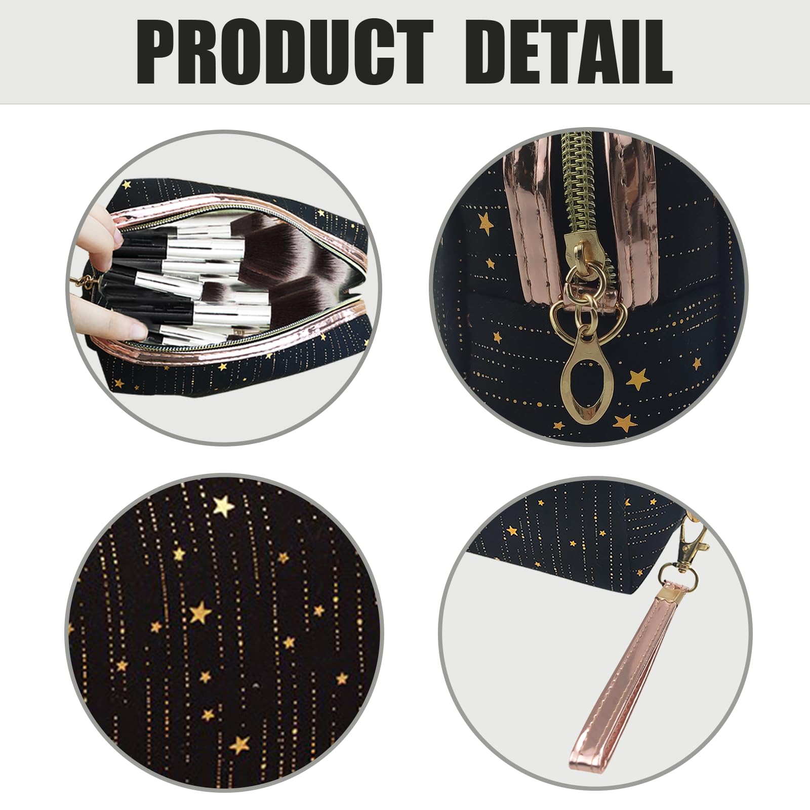 2 Pack Star Print Makeup Bags with Handle - Waterproof & Moisture-proof Travel Toiletry Organizer - Zippered Cosmetic Pouch for Women - Perfect for Travel, Gym, and Daily Beauty Essentials Storage
