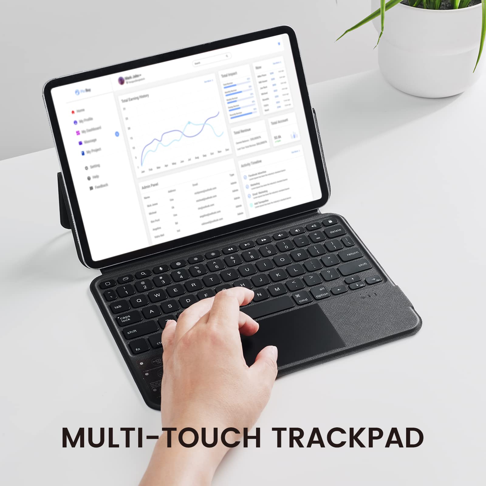 Rapoo XK330S iPad Keyboard Case with Trackpad - 7-Color Backlit Rechargeable Magnetic Stand for iPad Pro 11