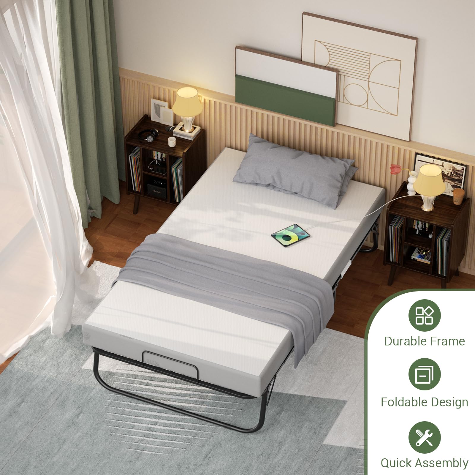 Unikito Twin Folding Bed with 5