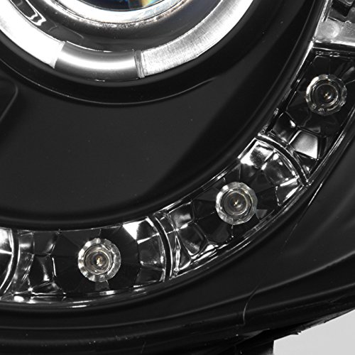 AKKON Black Bezel Projector Headlights + LED Tail Light Combo for 2005-2011 Toyota Tacoma - Dual Halo LED Lights for Off-Road & Night Driving