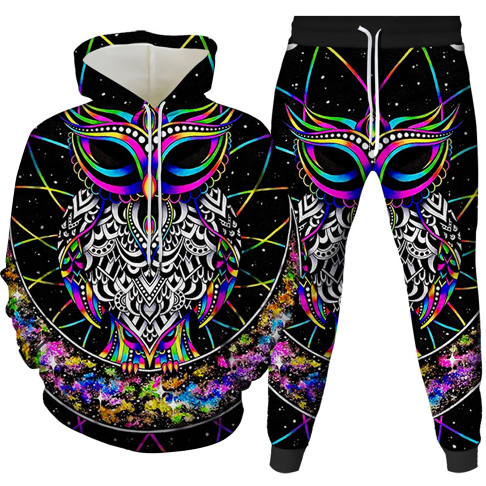 Men's Animal Eagle 3D Printed Hoodie and Jogger Set - Casual Sportswear Activewear Two Piece Outfit for Gym, Running & Streetwear Fashion