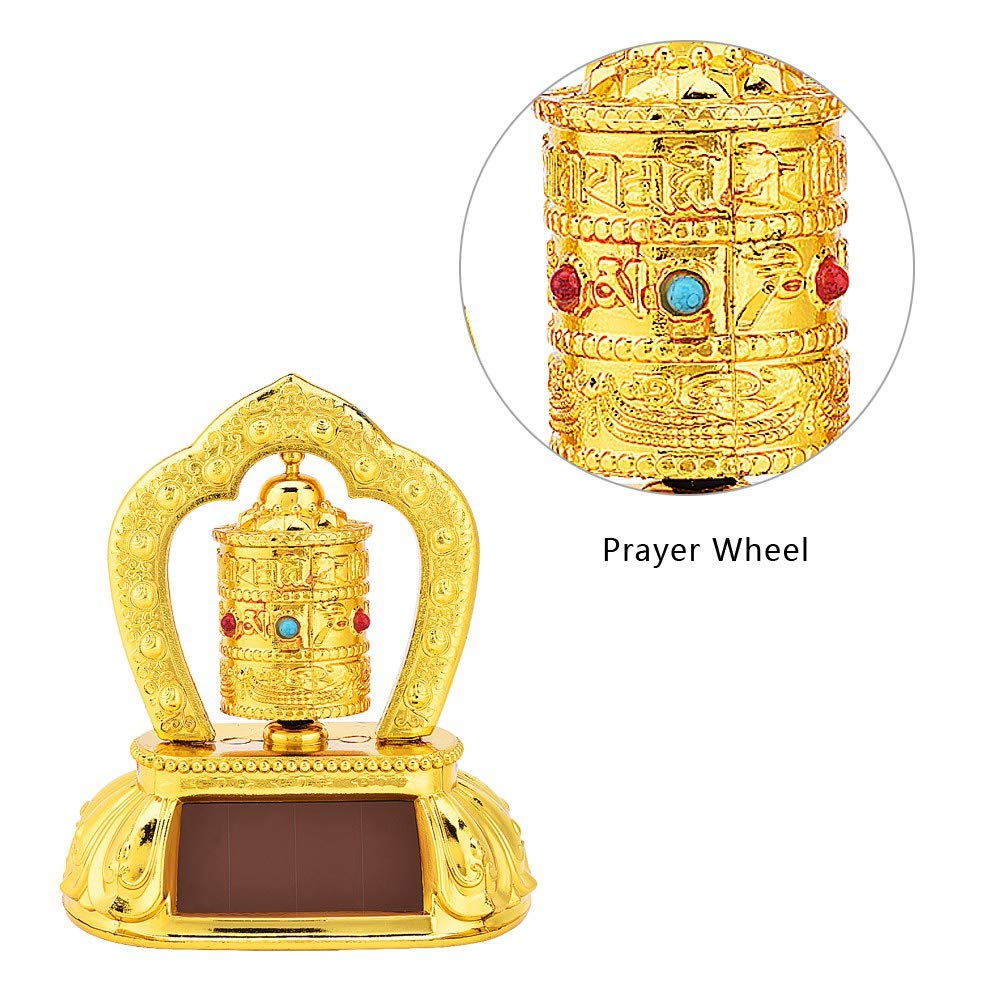 Solar Powered Tibetan Buddhist Prayer Wheel - Car Interior Decor & Spiritual Meditation Accessory | Perfect for Mindful Driving, Home Altar, and Meditation Spaces