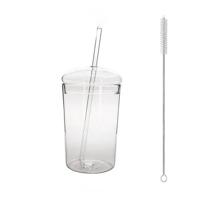 Premium Boba Glass Cup with Lid & Straw - 16oz Reusable Bubble Tea Cup for Home, Office, or Cafe - Perfect for Iced Coffee, Milk Tea & Smoothies