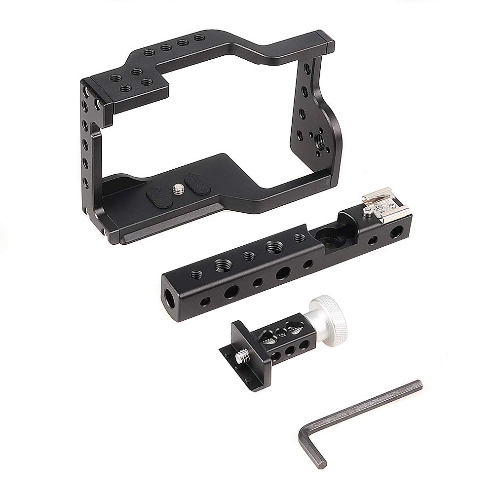 Aluminum Alloy DSLR Camera Cage Stabilizer with Cold Shoe & Top Handle Grip - Compatible with Sony A6600, A6400 | Perfect for Vlogging, Film Making & Professional Photography
