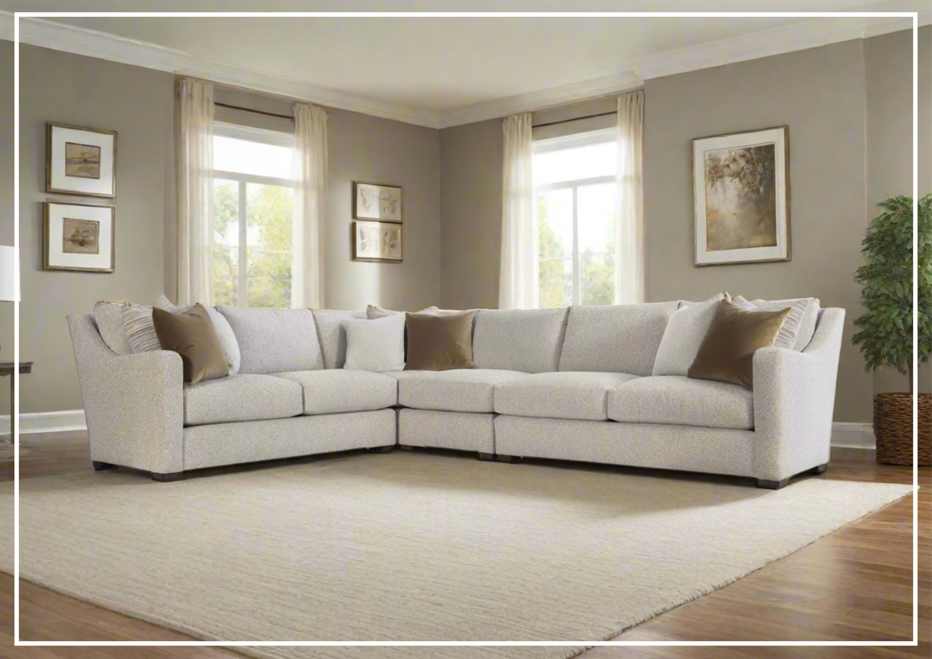 Bernhardt Ventura Beige Fabric Sectional Sofa - Modern Living Room Furniture for Comfortable Relaxation & Stylish Home Decor