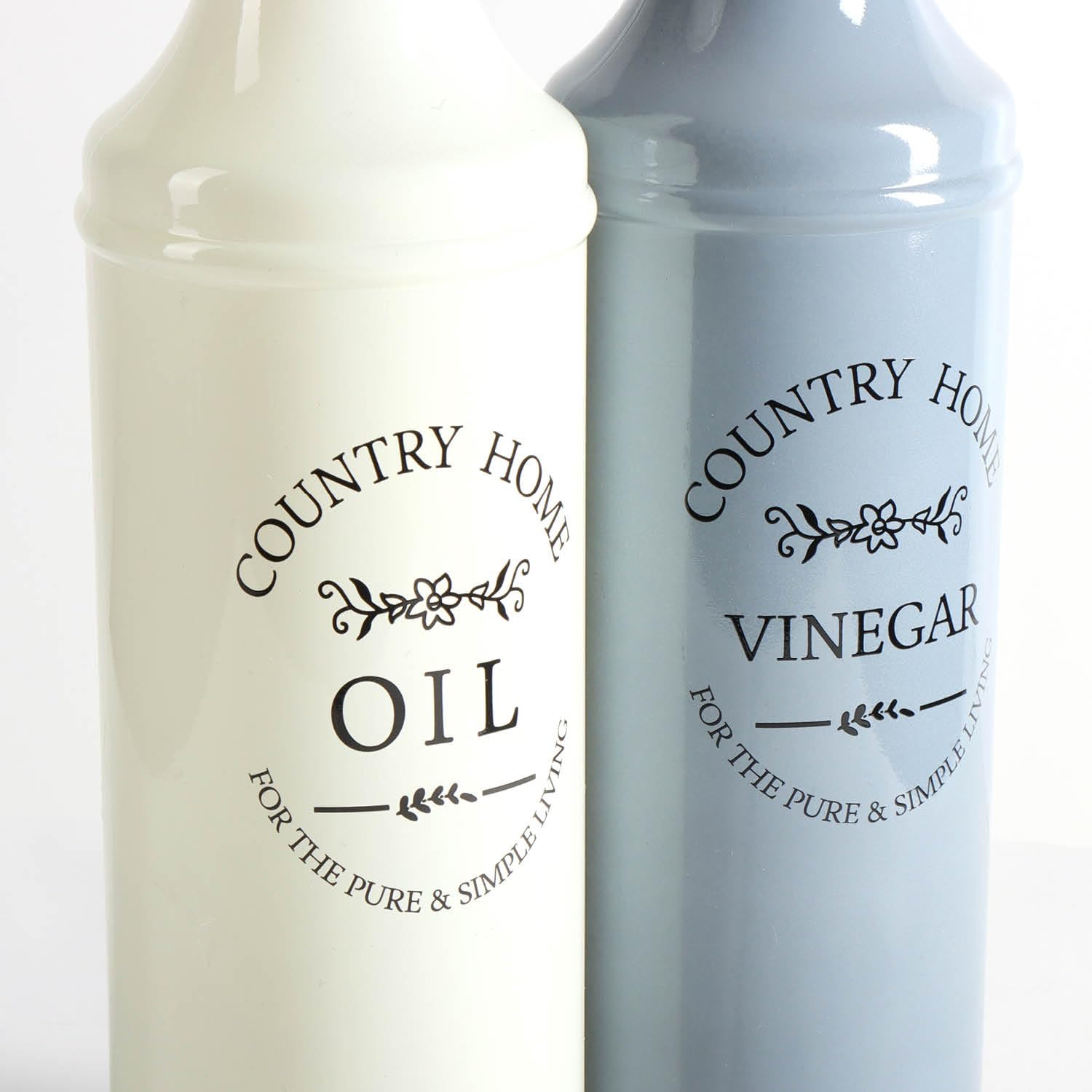 COM-FOUR® 2-Piece Oil and Vinegar Glass Bottle Set with Stainless Steel Spout - Airtight Dispenser for Kitchen Countertop, Perfect for Olive Oil, Balsamic Vinegar & Salad Dressing Storage