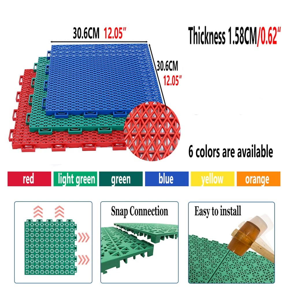 Interlocking Floor Tiles 25x25cm - Waterproof Modular Sports Mats for Basketball Court, Kindergarten, School, Amusement Park & Stadium - Durable Gym Flooring for Indoor/Outdoor Use