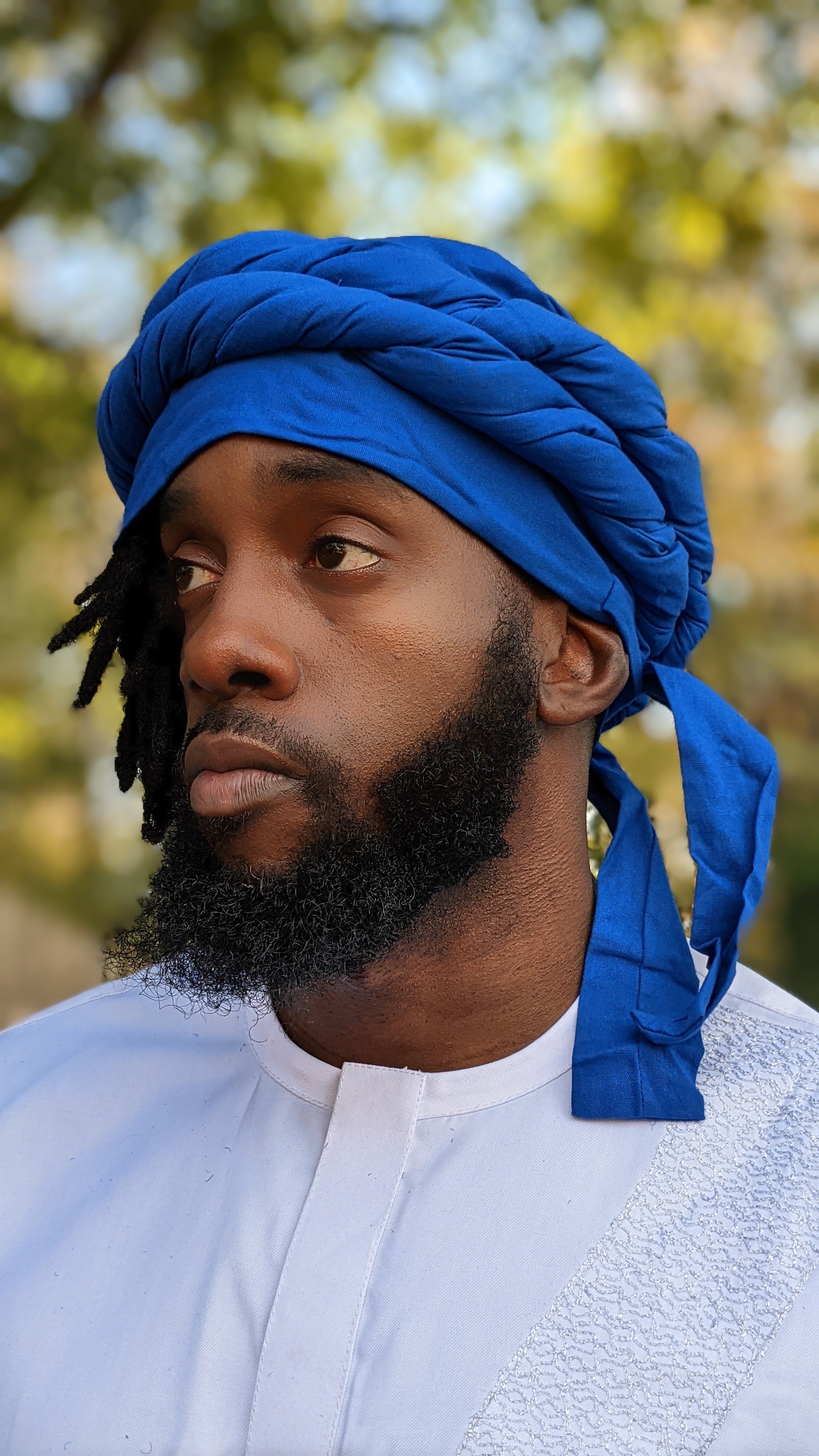 Stylish Blue African Turban Hat for Men - Authentic Cotton Headwrap for Cultural Fashion, Everyday Wear & Special Occasions