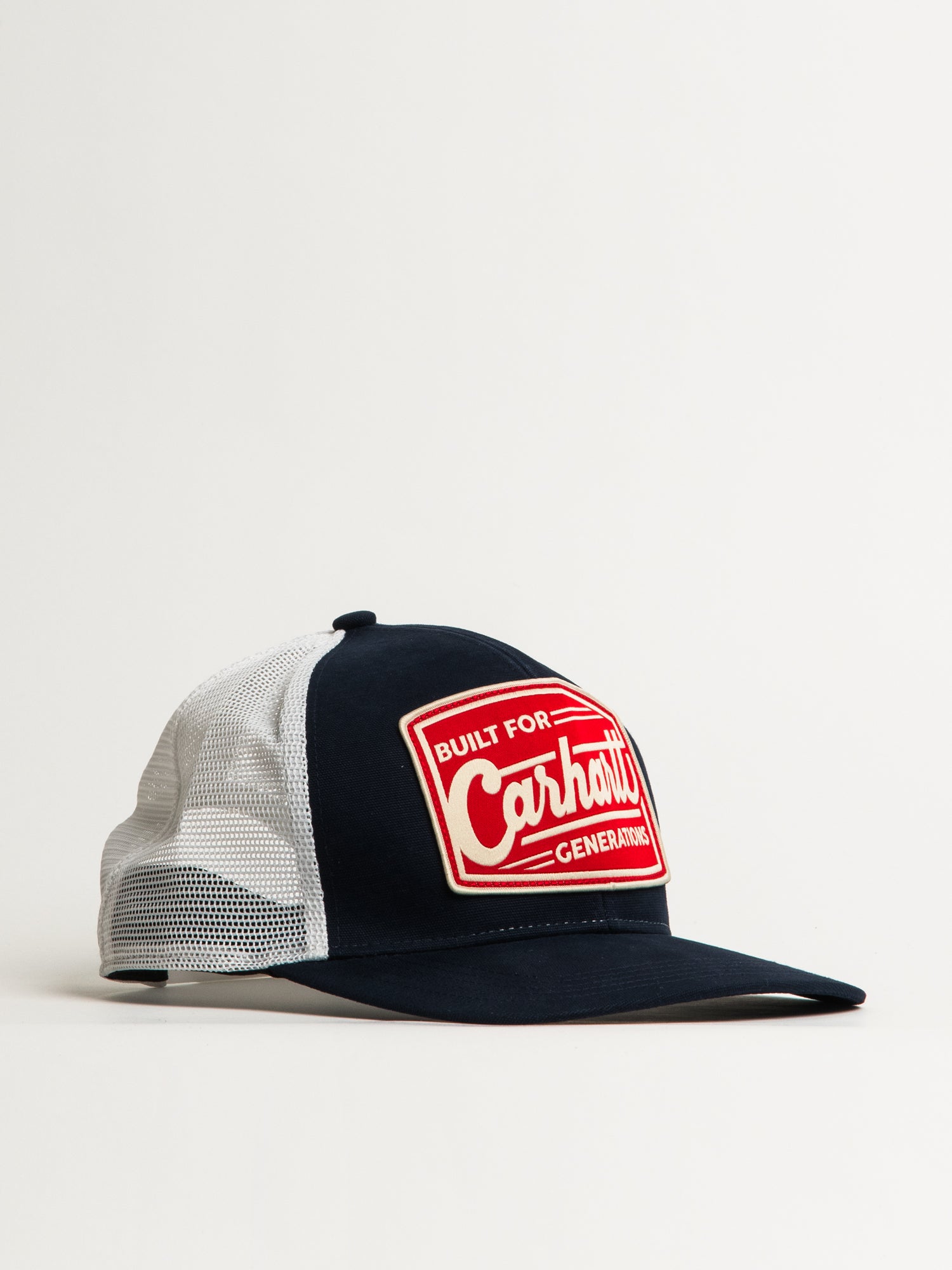 Carhartt Canvas Mesh Back Built Patch Cap - Navy Blue Workwear Hat for Construction, Outdoor & Casual Wear