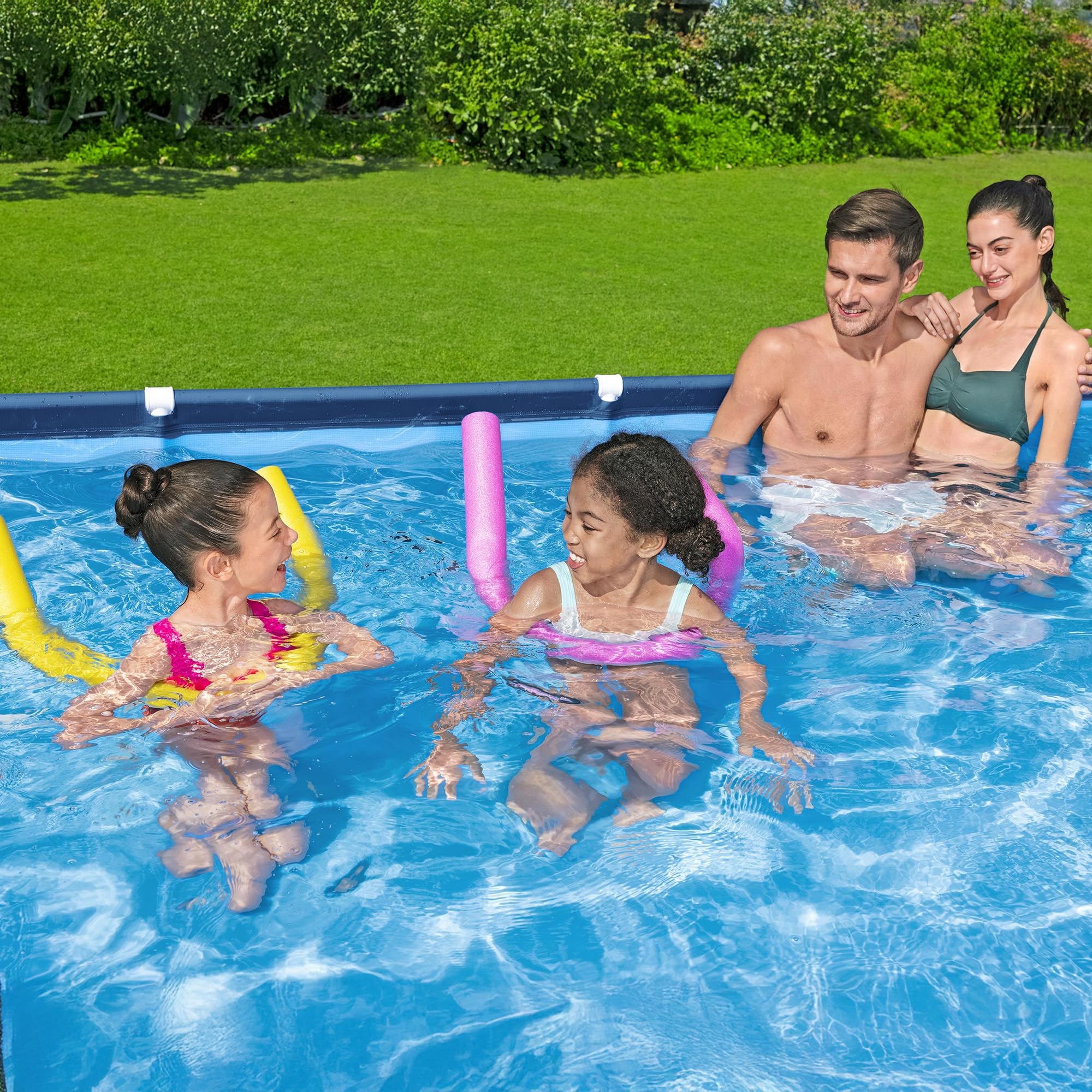 Bestway Steel Pro 13ft x 32in Rectangular Above Ground Outdoor Pool - Heavy Duty Steel Frame, 1,506 Gallon Capacity, Durable Vinyl Liner, Blue - Perfect for Backyard Swimming, Family Fun, and Summer Relaxation