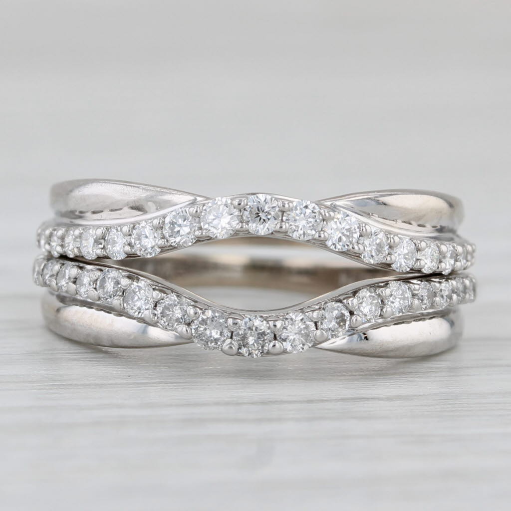 0.46ctw Diamond Contoured Wedding Band Set in 14k White Gold - Matching Bridal Rings for Women, Perfect for Engagement, Anniversary & Vow Renewal Ceremonies