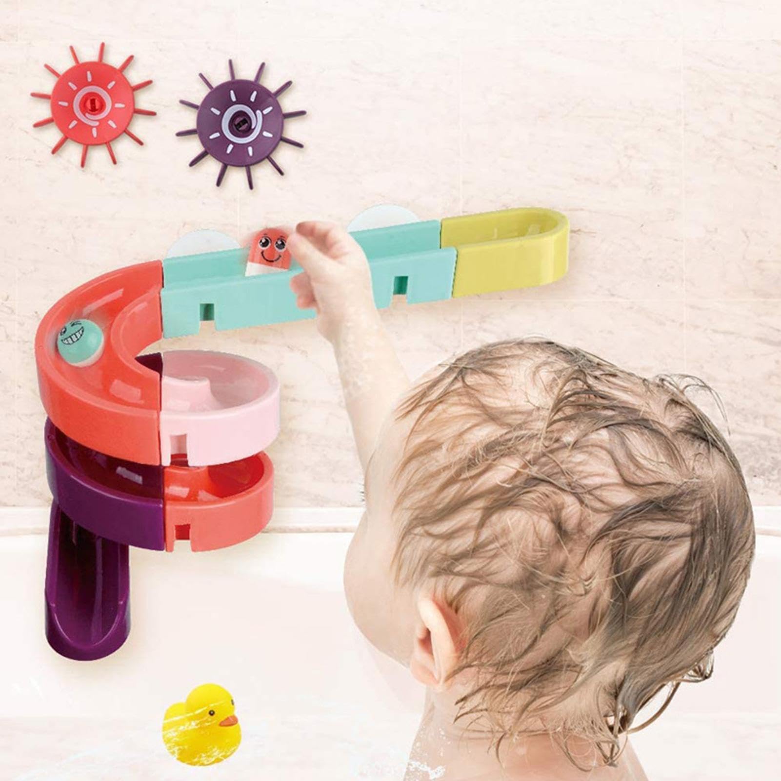 Best Bathtub Water Toys for Kids - Interactive Duck Shower Game & Educational Water Track Toy Set | Fun Bath Time Learning Activities for Toddlers & Preschoolers | Perfect for Bathtub Play, Shower Slide Games & Sensory Development