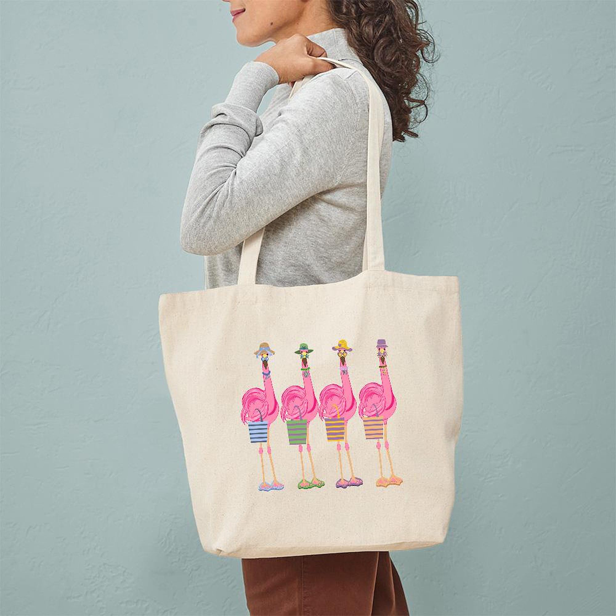 Snazzy Flamingos Canvas Tote Bag - Eco-Friendly Reusable Shopping Bag for Groceries, Beach & Daily Use | Natural Cotton Tote with Unique Design