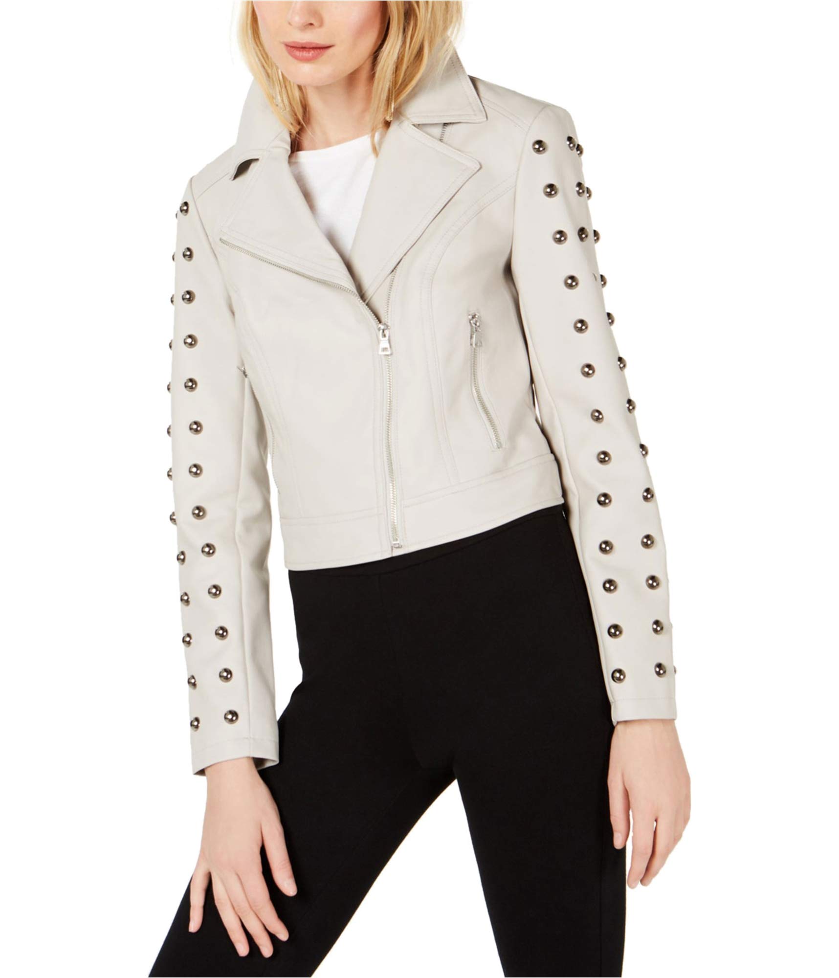 Women's Studded Motorcycle Jacket - Gray Small | Biker Jacket for Women | Perfect for Riding, Fashion & Outdoor Adventures