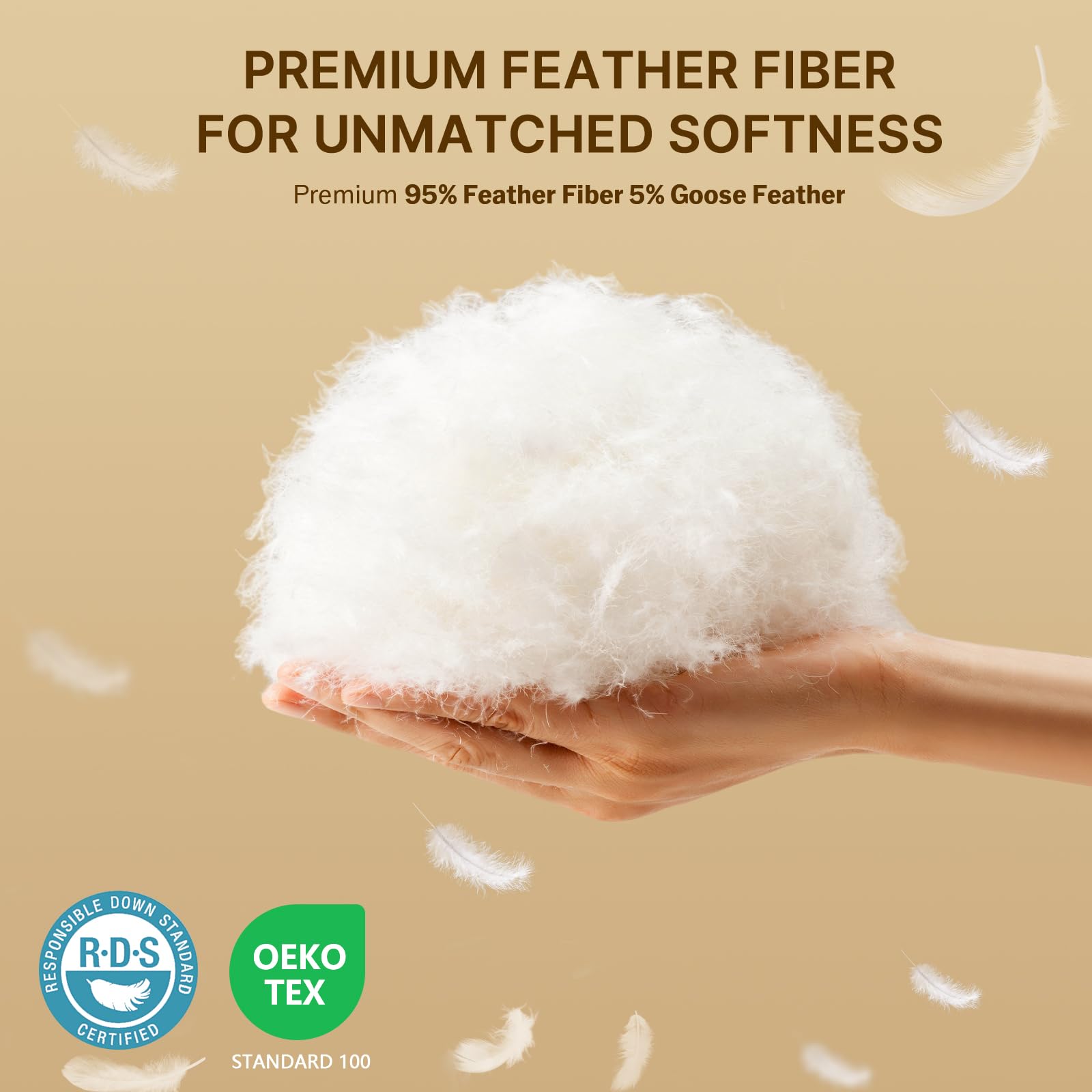 Felo Feather Down Pillows Queen Size Set of 2 - CloudFusion Goose Down Pillows for Sleeping, Luxury Hotel Collection Bed Pillows for Side & Back Pain Relief - 100% Organic Cotton Shell (20x30 Inches) - Perfect for Home, Hotel & Guest Room Comfort