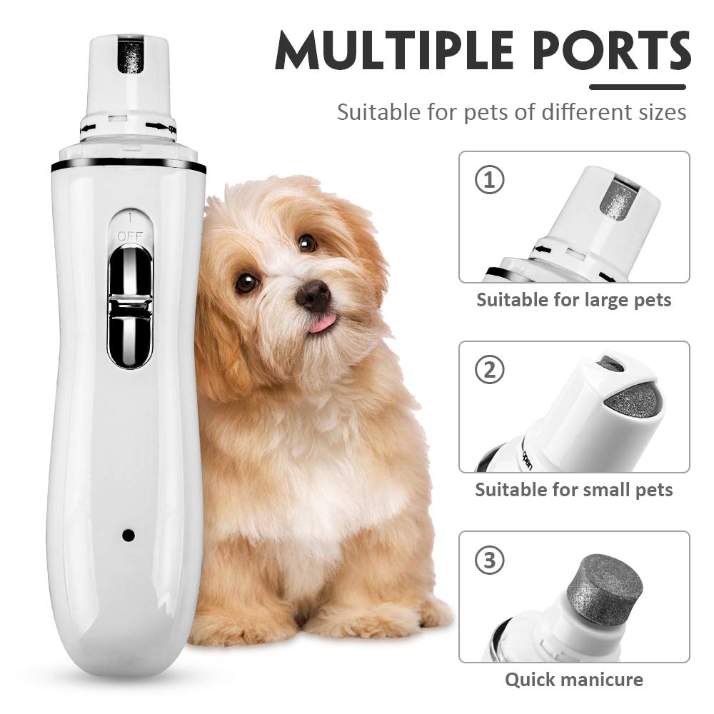 Electric Dog Nail Grinder - 2-Speed Rechargeable Pet Nail Trimmer for Small, Medium & Large Dogs & Cats | USB Charging | Gentle Paws Grooming Tool for Stress-Free Nail Care at Home