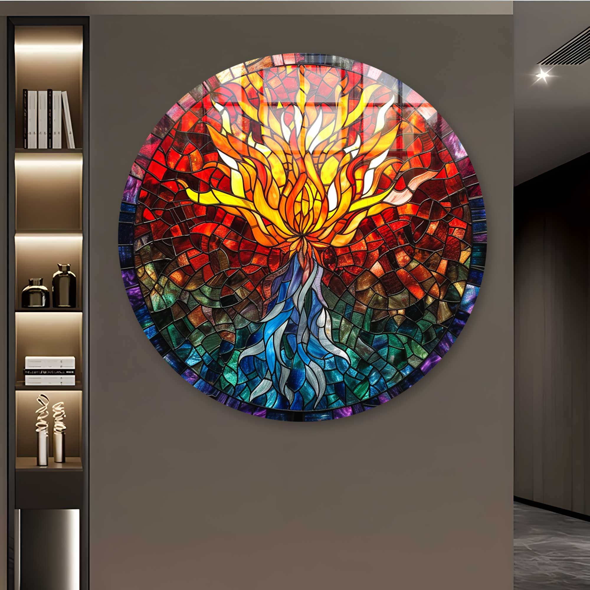 Tree of Life II Rounded Glass Wall Art - Elegant Home Decor for Living Room, Bedroom & Office - Perfect for Gifts & Interior Design