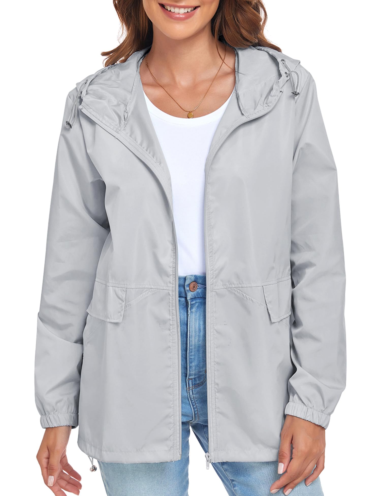Lightweight Waterproof Women's Raincoat - Packable Windproof Hooded Rain Jacket for Outdoor Activities (Sizes S-XXL) | Perfect for Hiking, Travel & Commuting