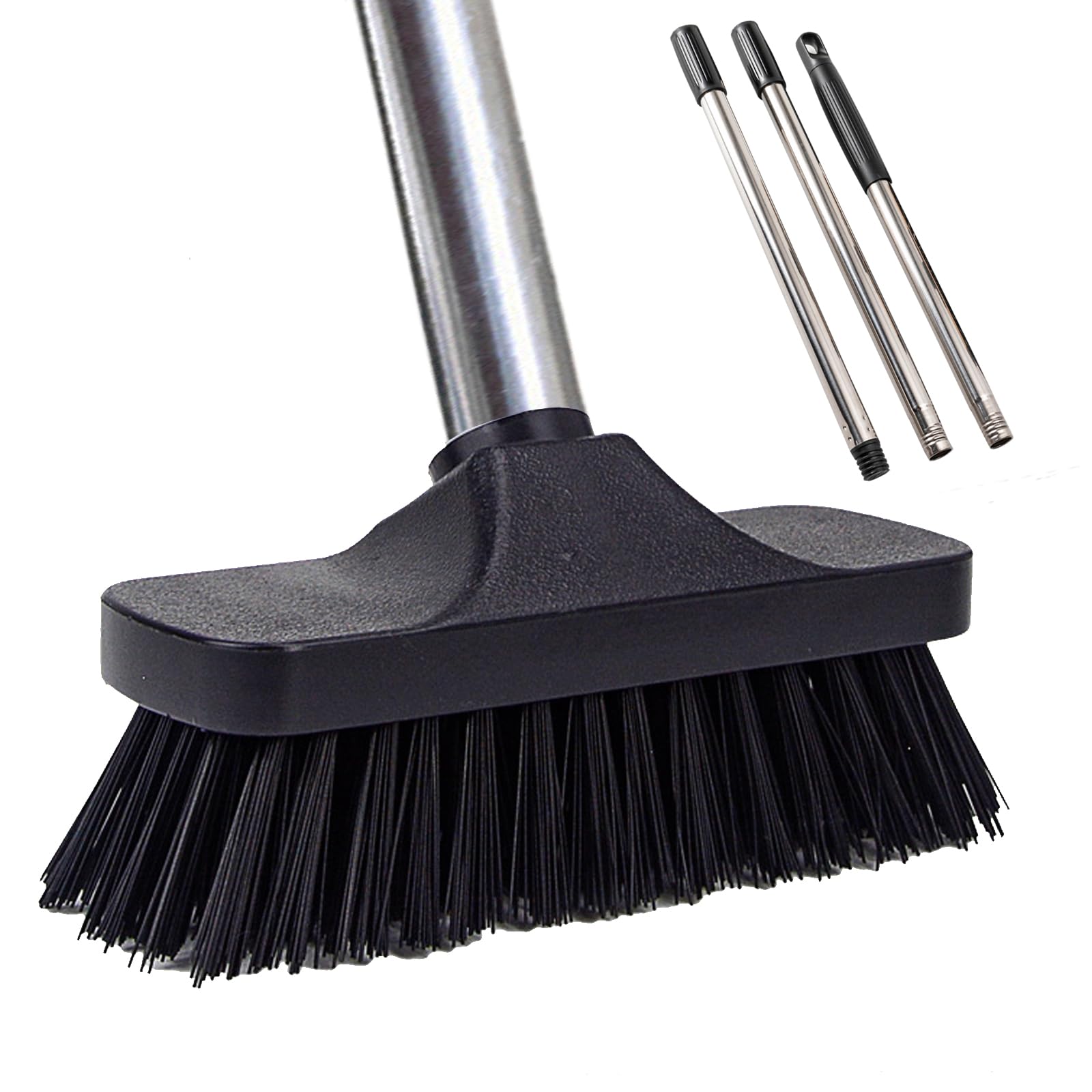 Stiff Bristle Push Broom - Heavy Duty Floor Cleaning Brush for Bathroom, Bathtub, Tile, Deck & Patio - Multi-Purpose Scrubber for Indoor & Outdoor Use