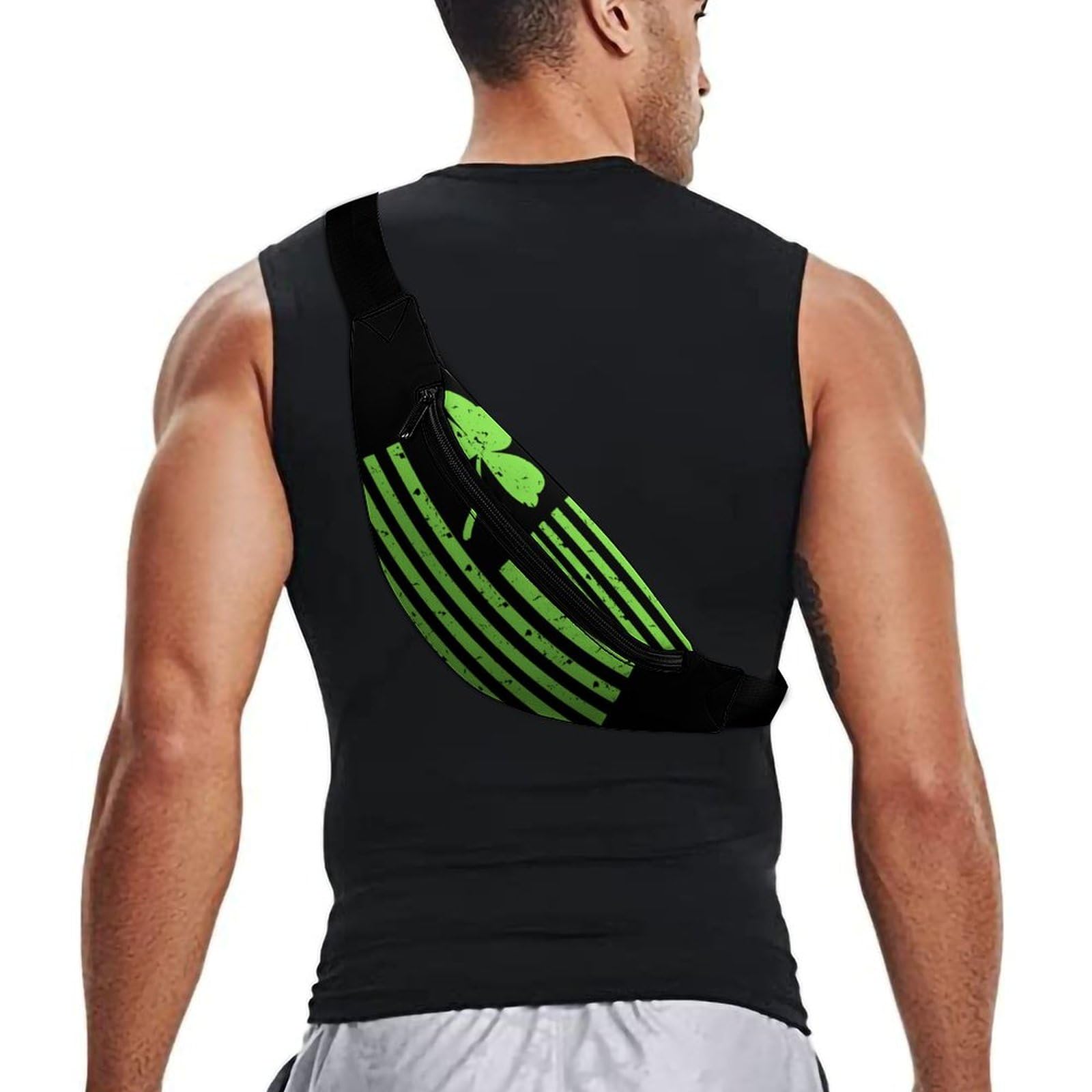Shamrock Flag Belt Bag - Adjustable Waist Pouch & Crossbody Bag for Women & Men - Perfect for Travel, Running, Hiking & Festivals