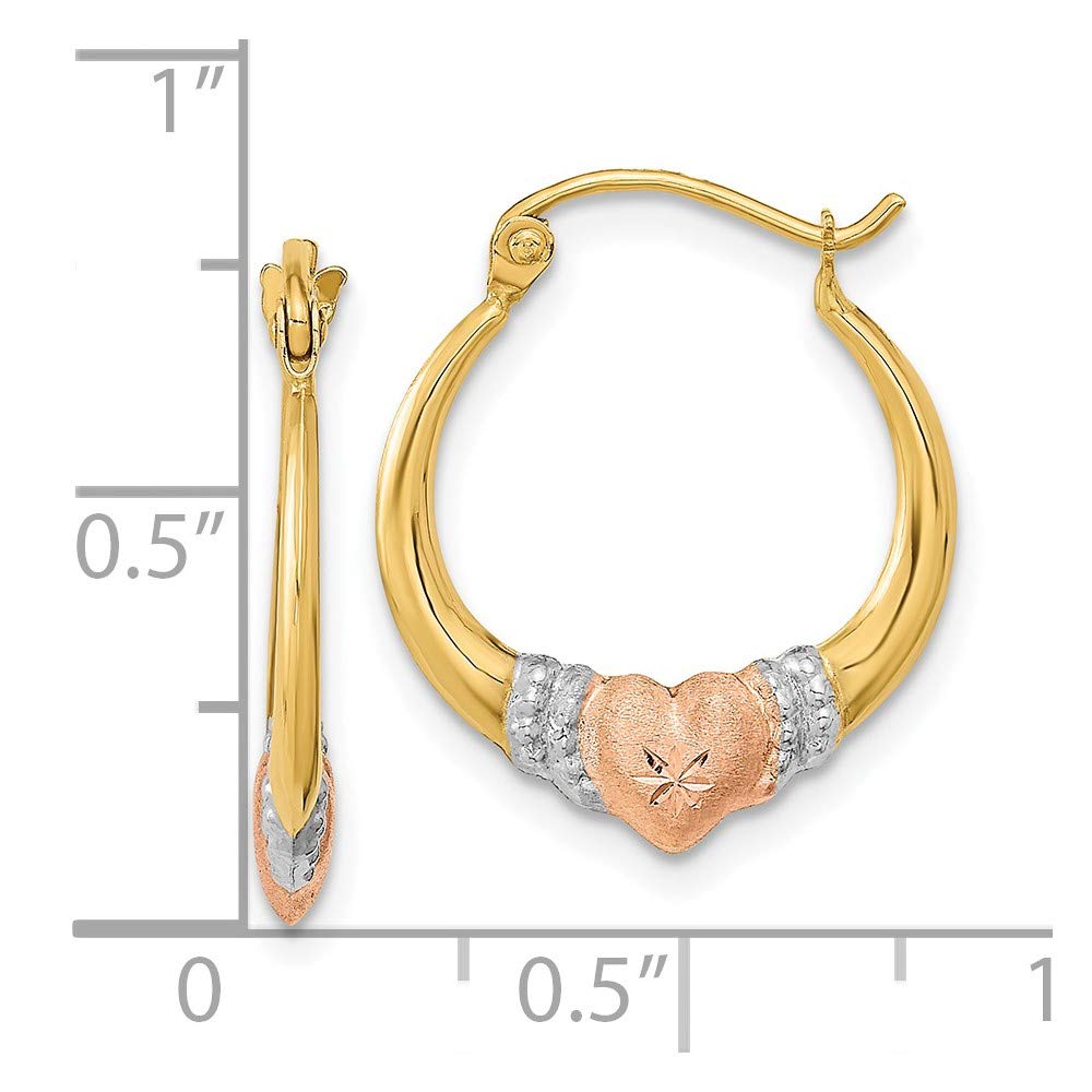 14K Two-Tone Gold Hoop Earrings for Women - Diamond-Cut 19.89mm (16.91g) - Perfect for Everyday Wear, Parties & Special Occasions
