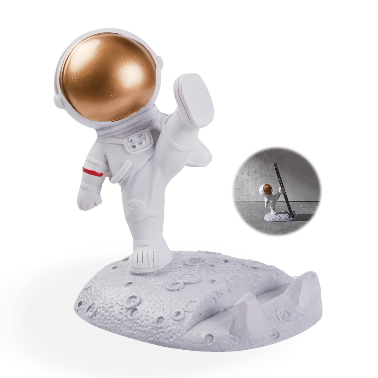 Creative Astronaut Cell Phone Stand - Spaceman Phone Holder for Desk, Unique Desktop Ornaments with Kicking Leg Design | Perfect for Office, Home Decor & Gift Ideas