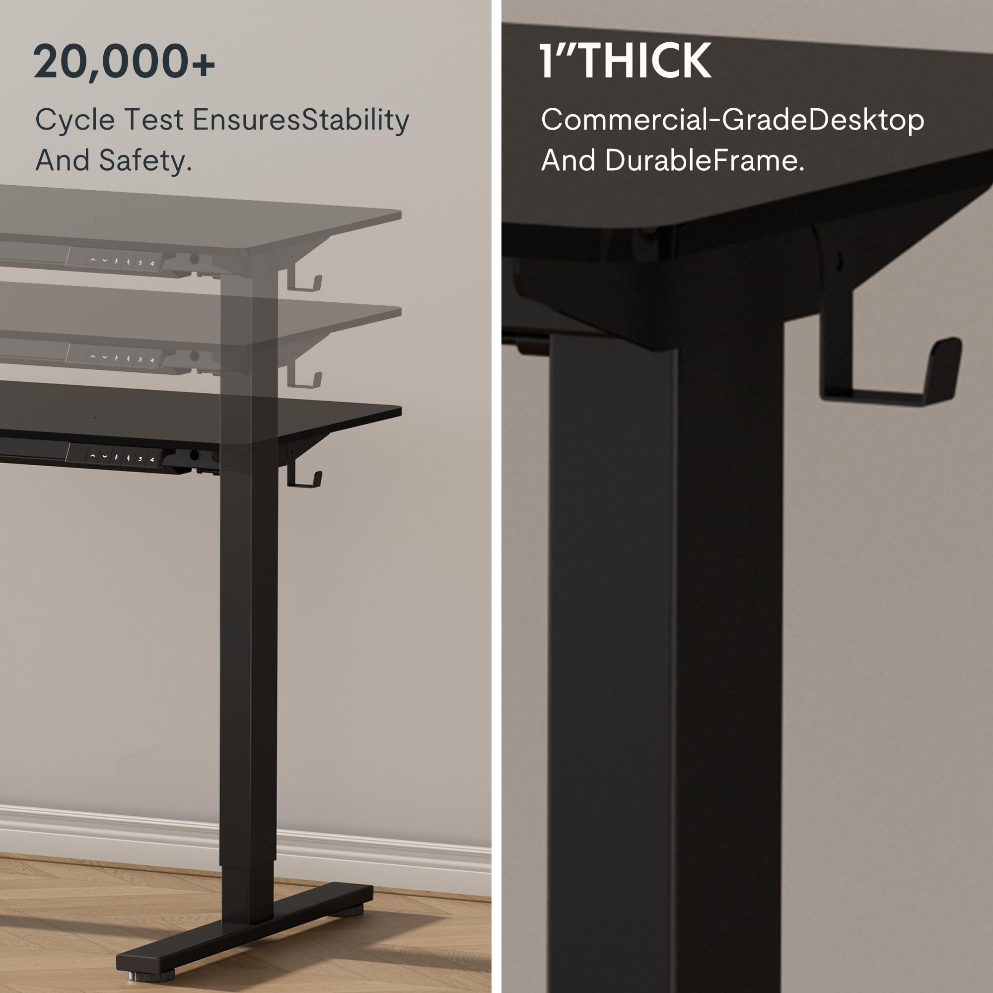 FlexiSpot EN1 Electric Standing Desk 55x28 Inches - Height Adjustable Home Office Desk with Silver Frame & 55