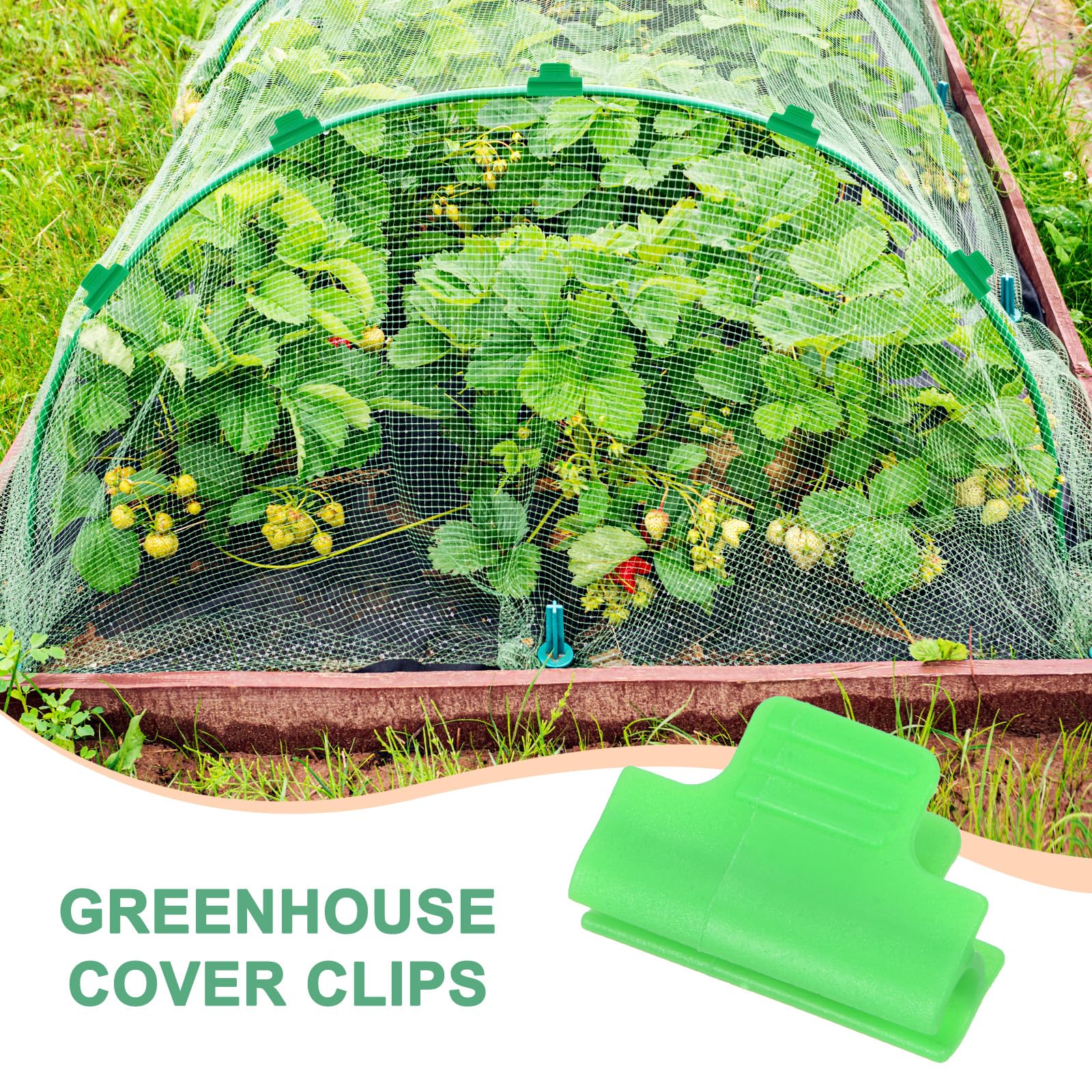 60-Pack 5/16 Inch PVC Pipe Greenhouse Clips - Heavy Duty Garden Clamps for Greenhouse Film, Shade Net & Row Covers - Durable Plastic Plant Support Clips for Gardening, Farming & Greenhouse Setup (Grass Green)