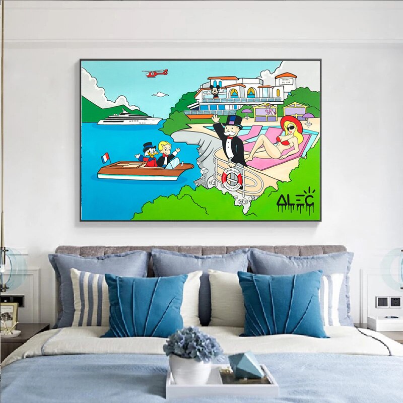 Alec Monopoly Art Print - The Monopoly Man Enjoying Sunshine - Wall Decor for Living Room, Office & Gifts
