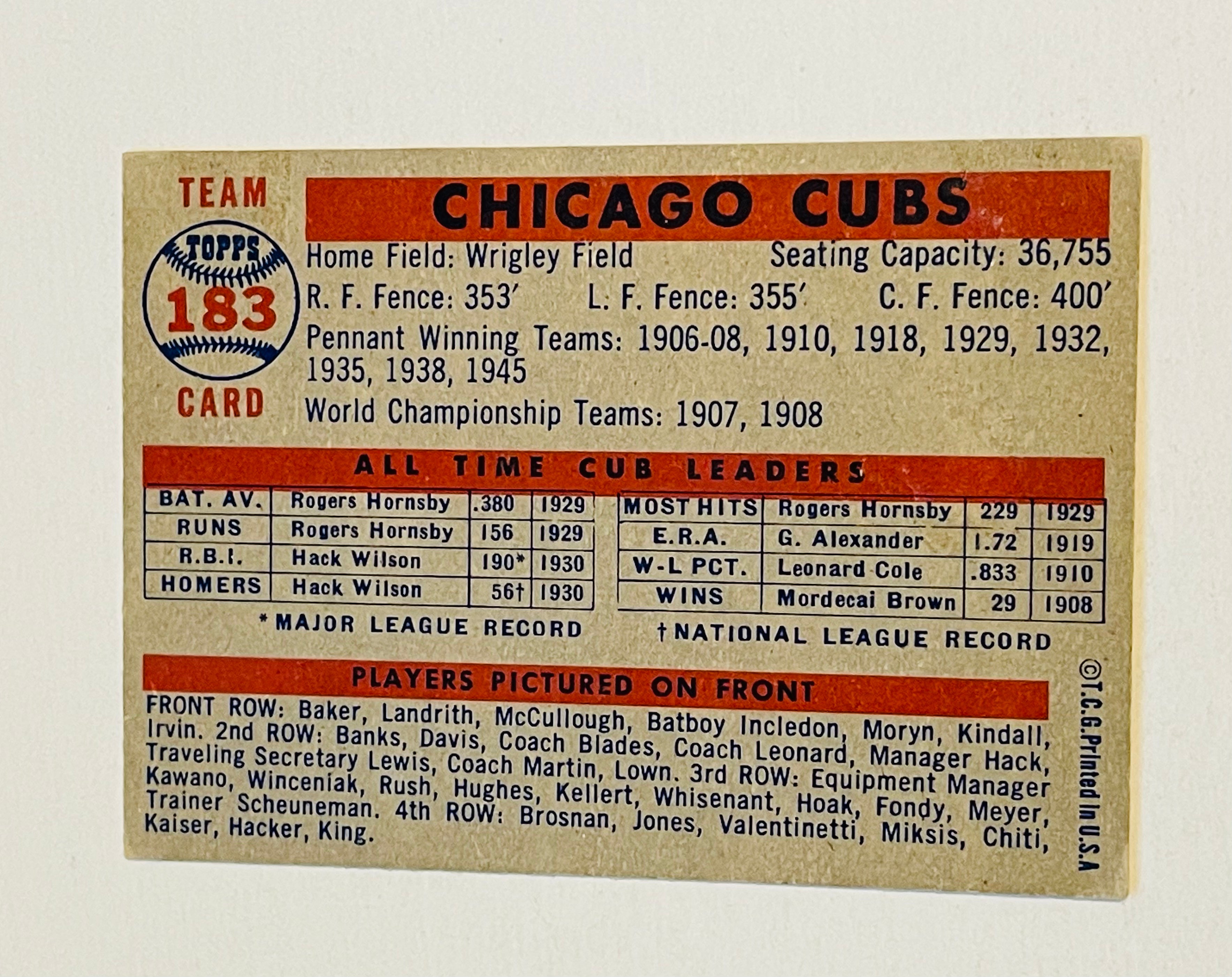 1957 Topps Baseball Card - Chicago Cubs Team - Near Mint (NM) Condition - Vintage Sports Collectible for Display & Investment