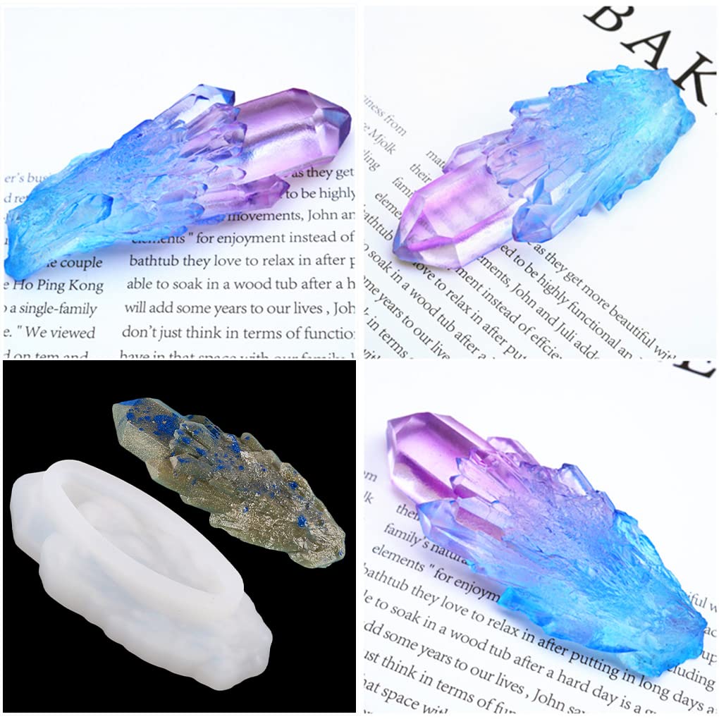 FineInno 8-Piece Crystal Resin Molds Set - Premium Silicone Cluster Molds for DIY Jewelry, Epoxy Crafts, Candles & Isomalt - Druzy Gem & Iceberg Molds for Resin Art, Home Decor & Gift Making