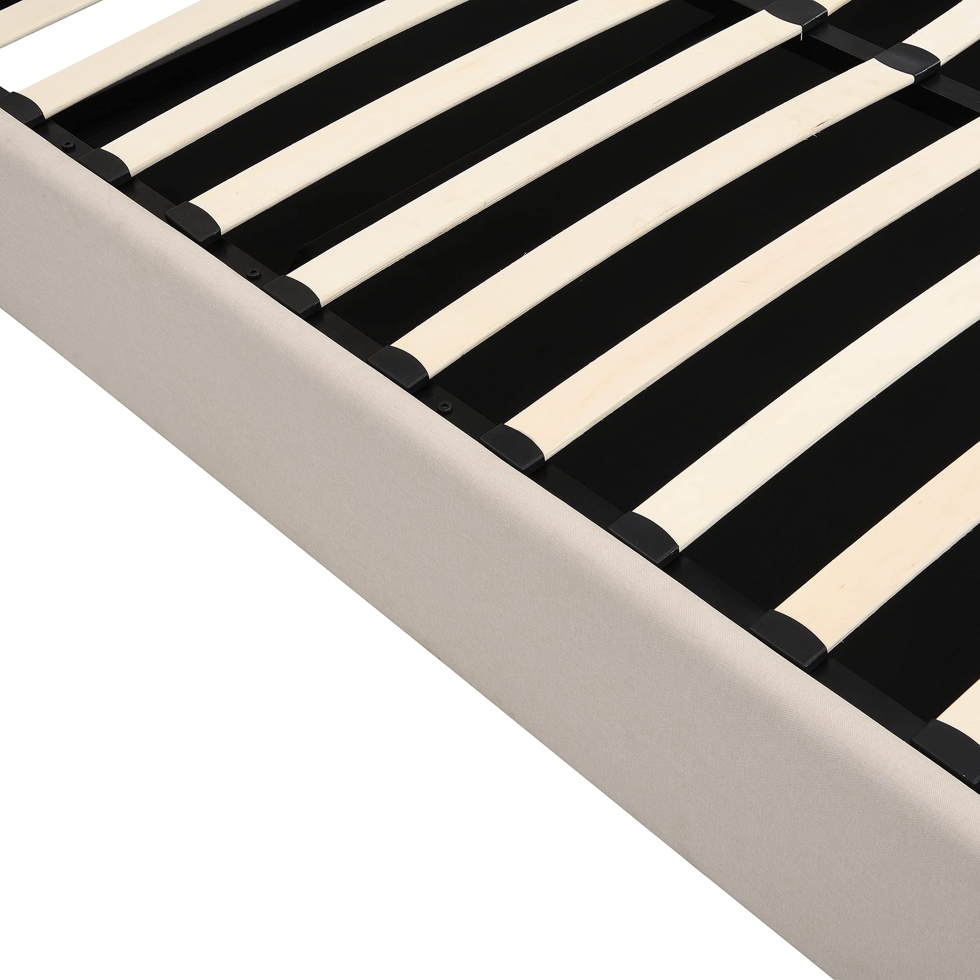 Full Size Upholstered Platform Bed with Hydraulic Storage System & Headboard - Beige Modern Bed Frame with Gas Lift Storage for Small Space Bedroom Organization