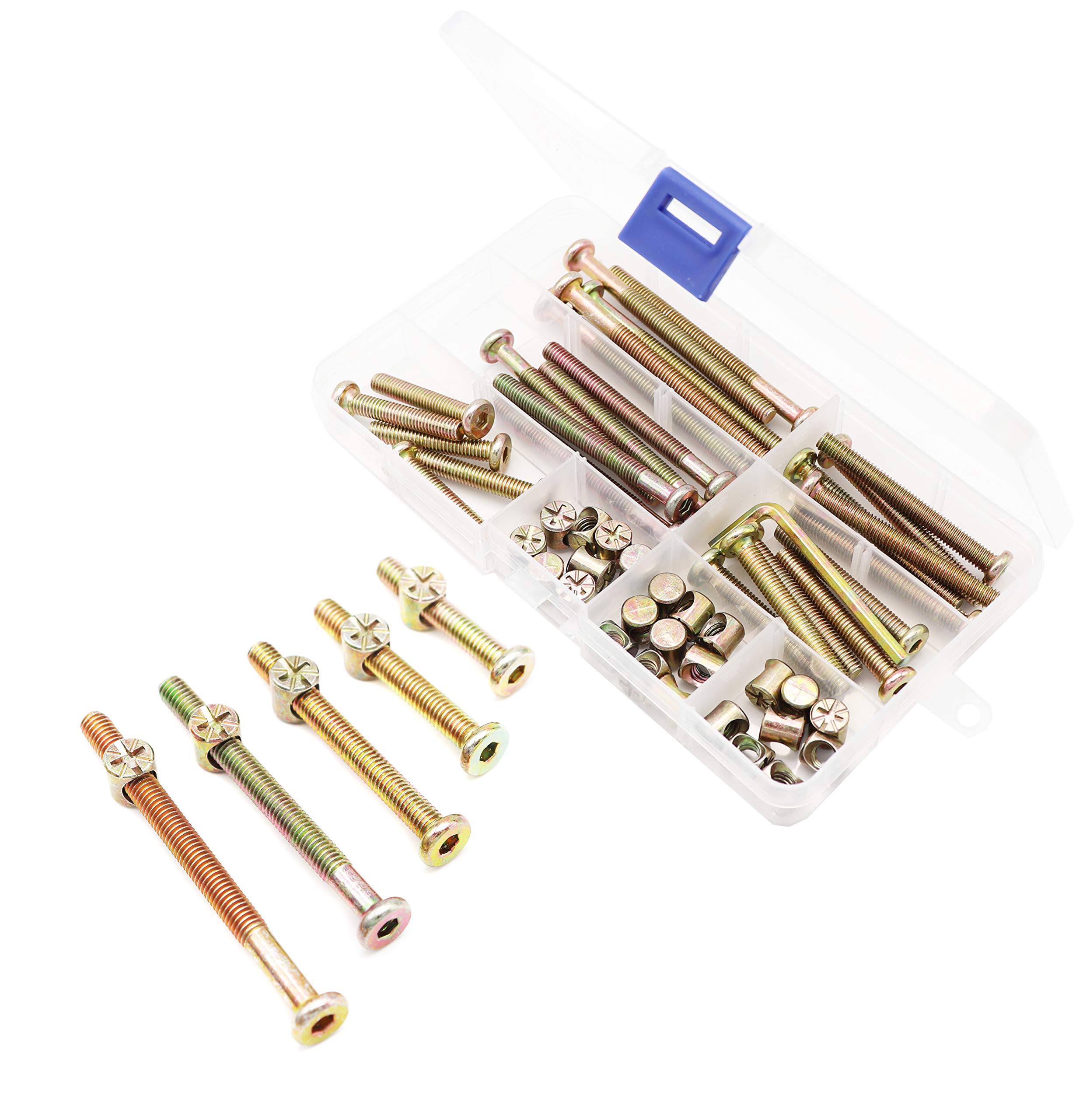 BinifiMux Baby Crib Hardware Kit - 50pcs Zinc Plated Bolts & Nuts Set (M6) for Furniture Repair - DIY Crib, Cot & Bed Maintenance