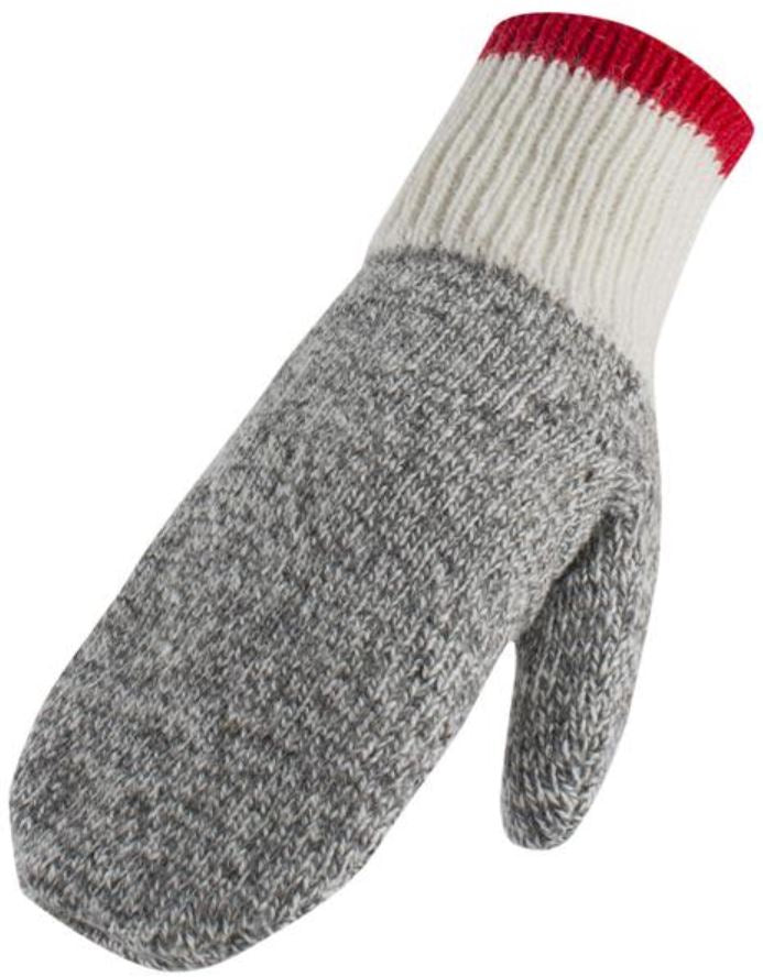 Duray Classic Mitten Red/Grey - Winter Gloves for Men & Women, Warm Knitted Mittens for Cold Weather, Outdoor Activities & Snow Sports