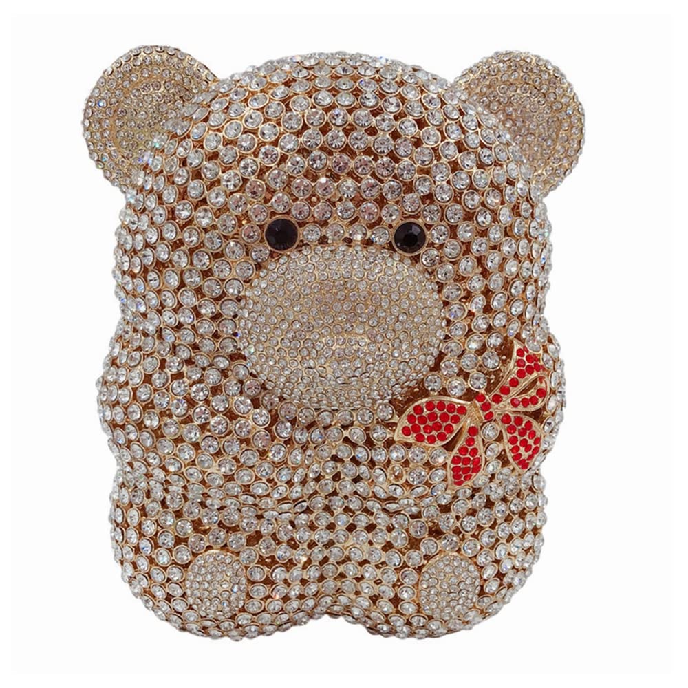 Sparkling Rhinestone Crystal Evening Clutch Purse with Bow - Elegant Women's Bear Design Prom Handbag for Party, Wedding & Special Occasions | Perfect for Formal Events, Date Nights & Bridal Accessories