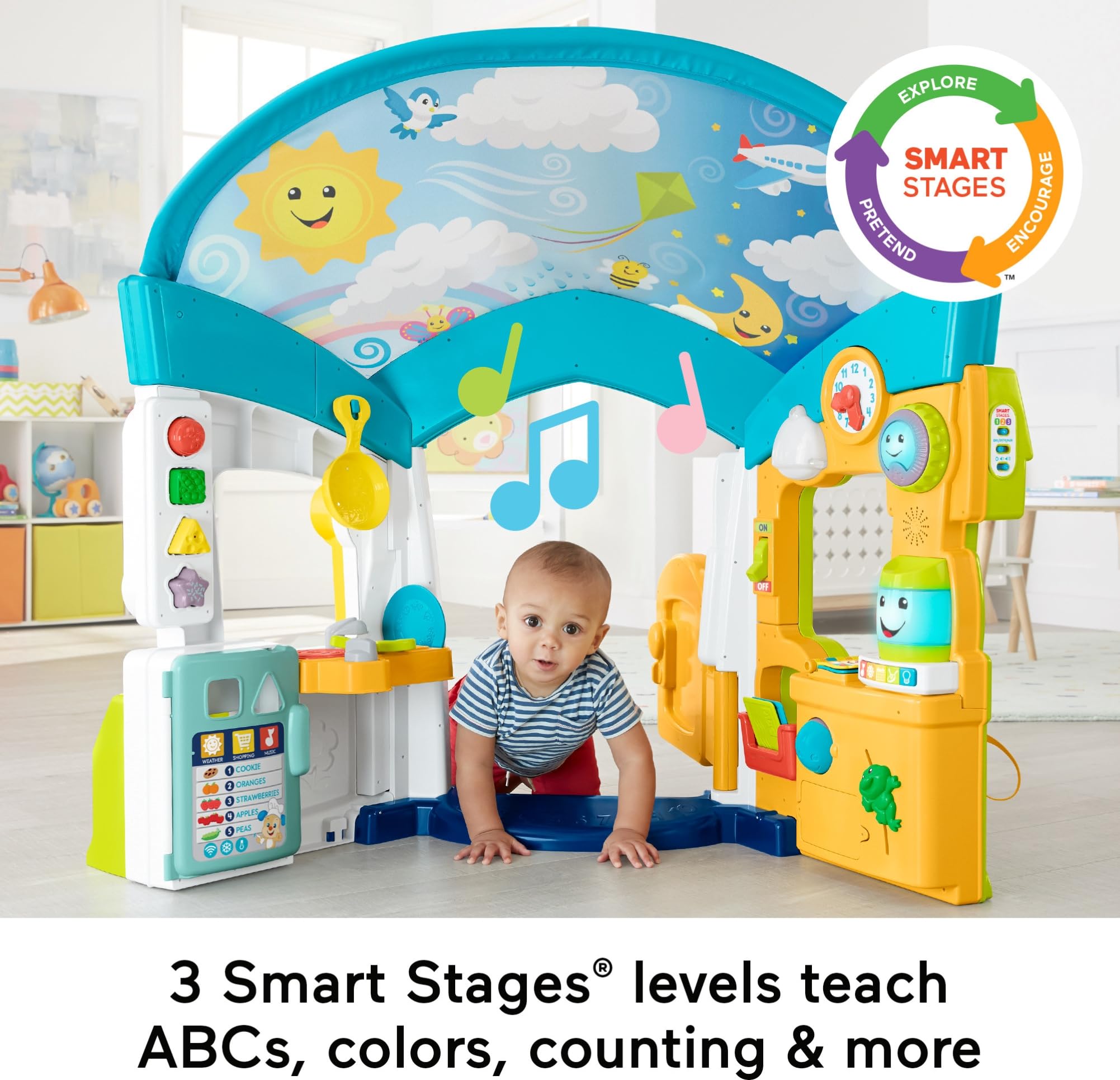 Fisher-Price Laugh & Learn Smart Learning Home Playhouse - Interactive Baby Toy with Lights, Sounds & Educational Activities for Infants & Toddlers 6+ Months (Amazon Exclusive) | Perfect for Early Learning, Indoor Play & Developmental Milestones